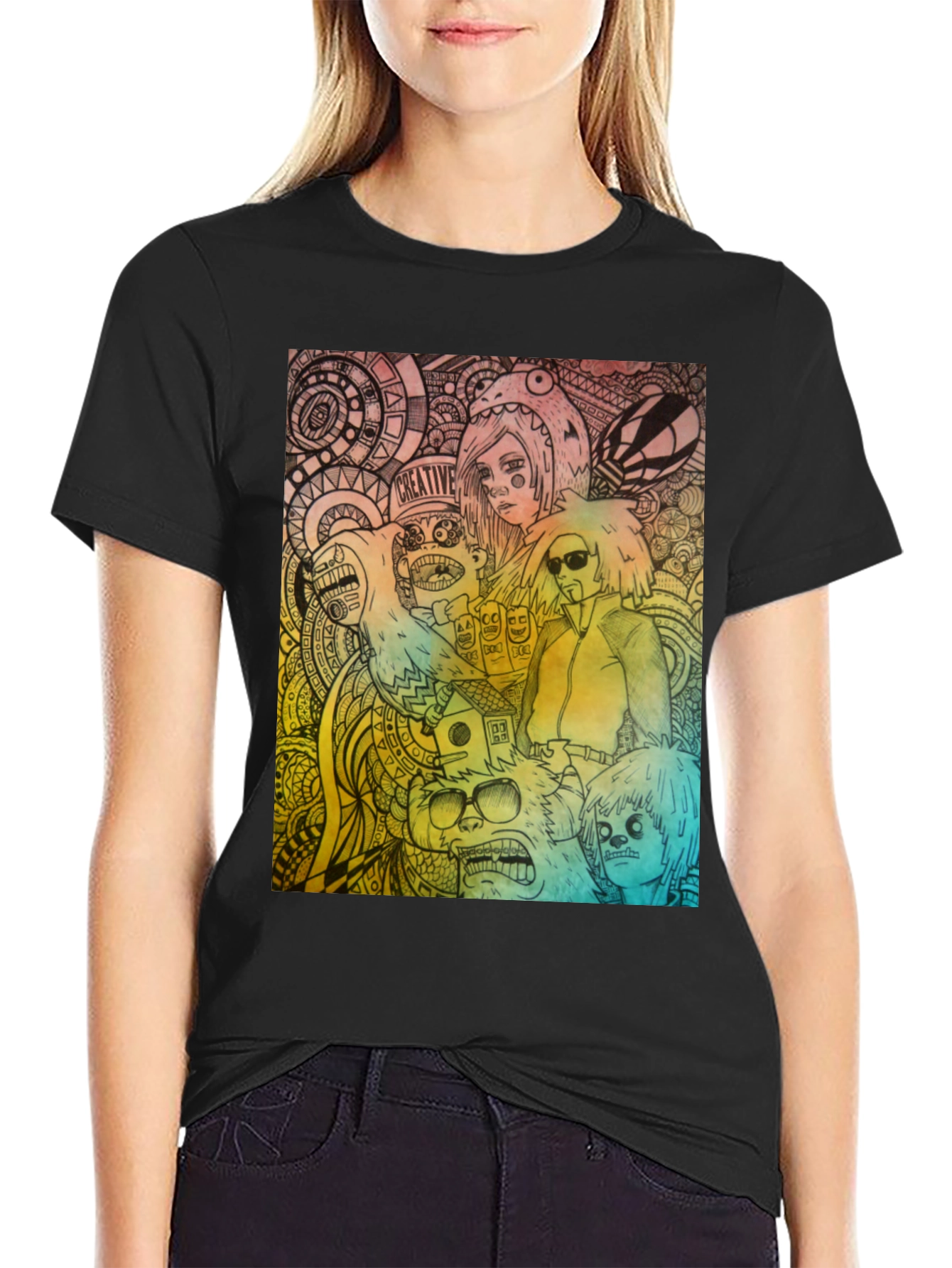 Creative Graphic Print Black T-Shirt