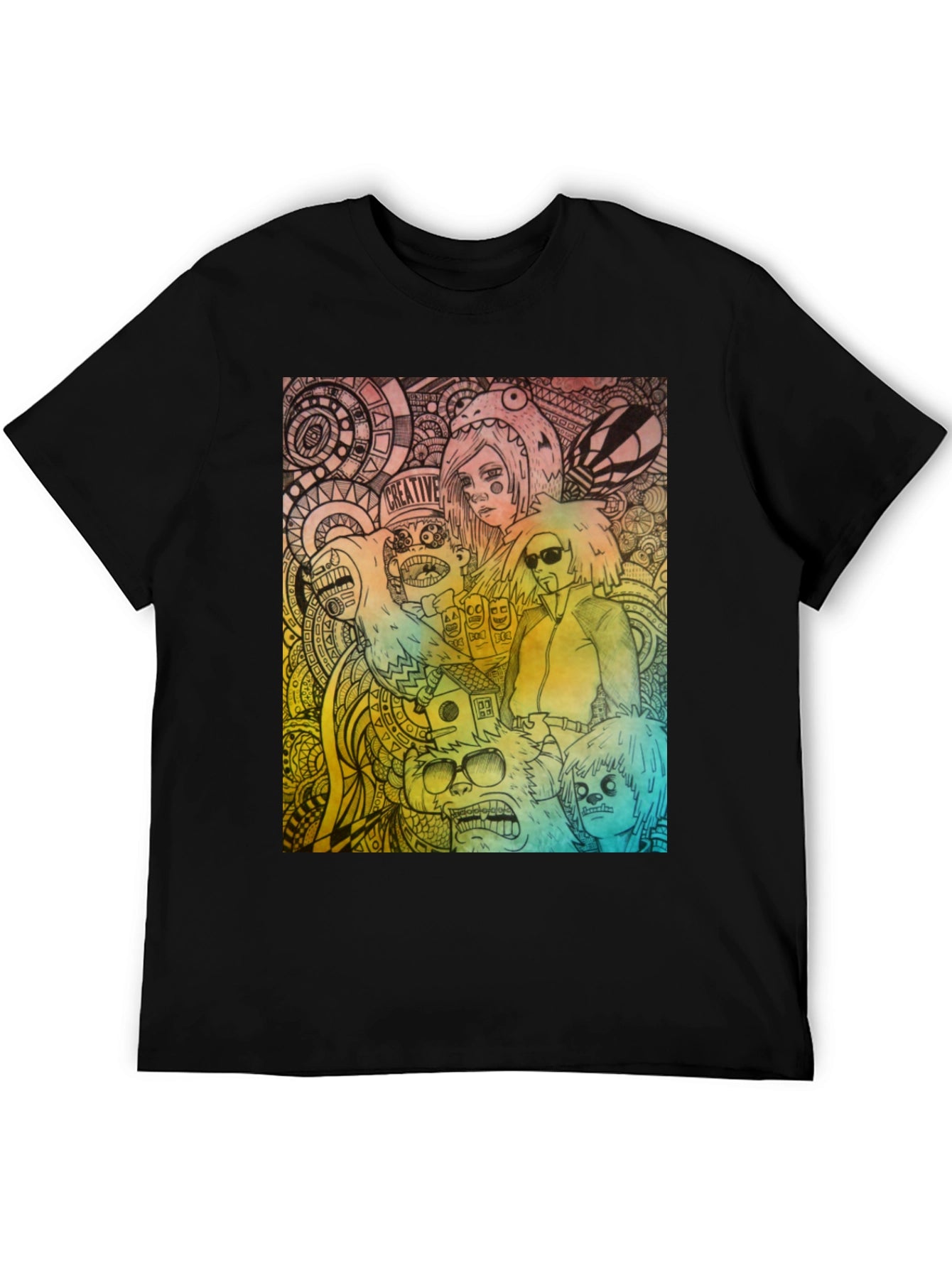 Creative Graphic Print Black T-Shirt