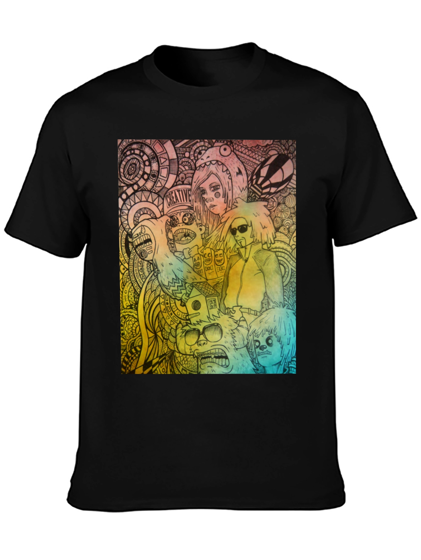 Creative Graphic Print Black T-Shirt