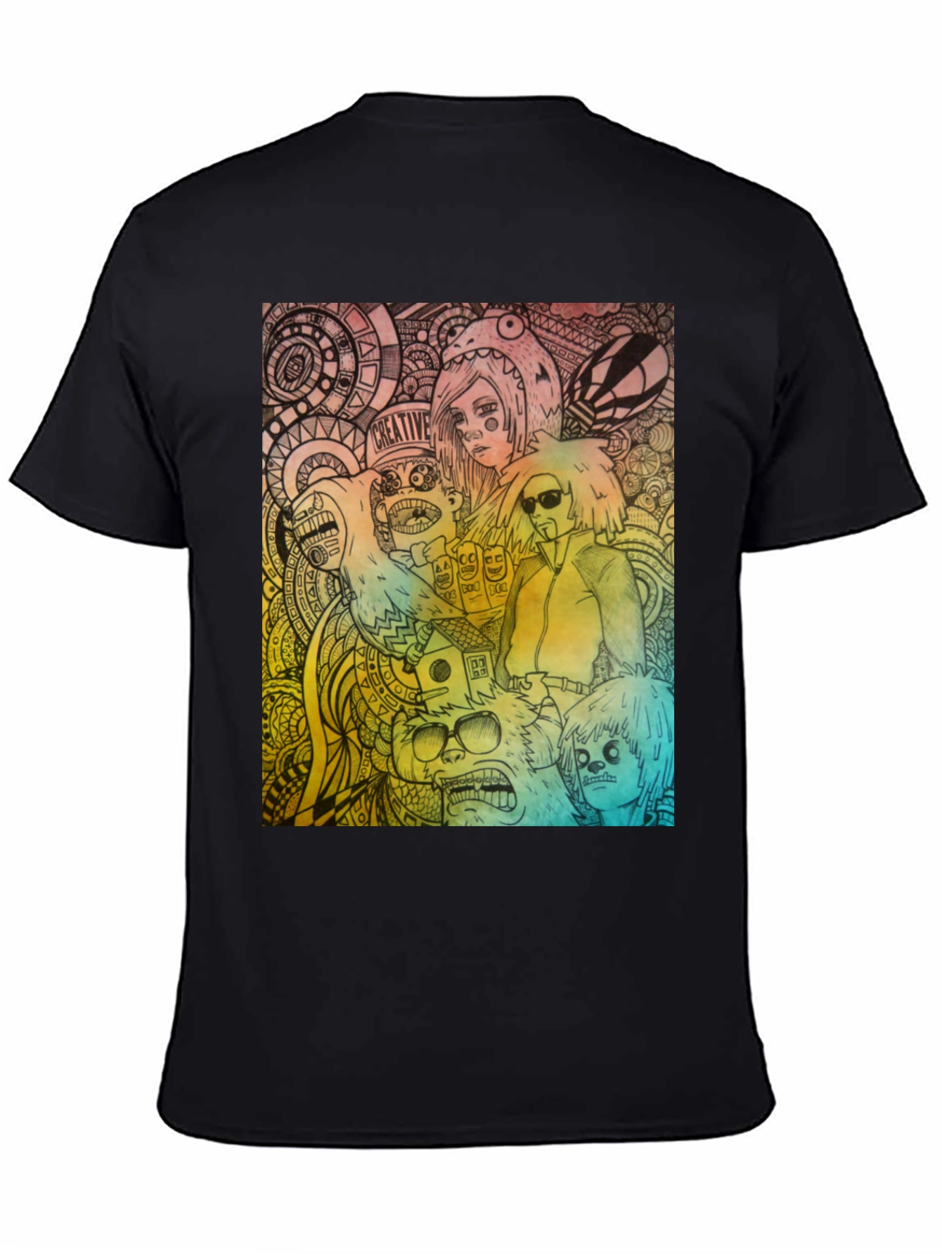 Creative Graphic Print Black T-Shirt
