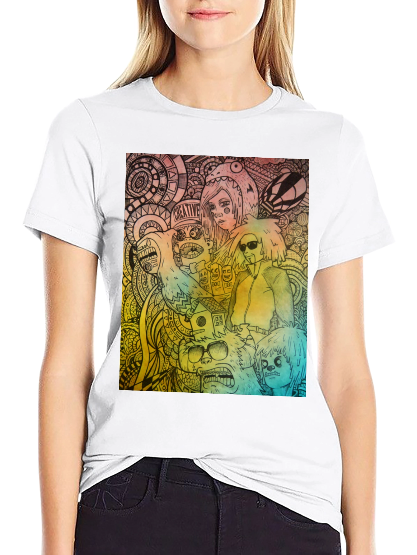 Creative Graphic Print Black T-Shirt