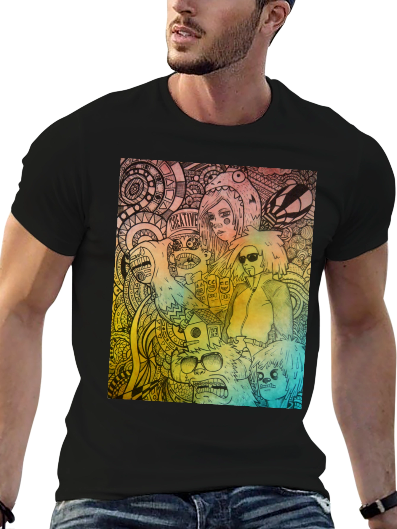 Creative Graphic Print Black T-Shirt