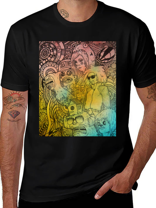 Creative Graphic Print Black T-Shirt