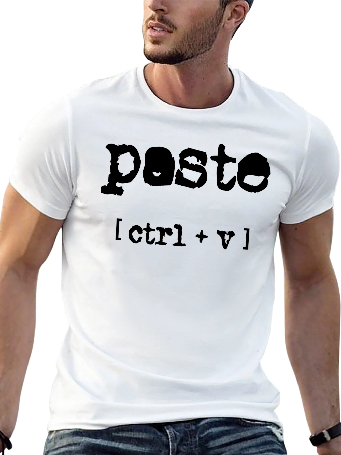 Paste Ctrl+V Graphic Tee - Black Cotton Blend