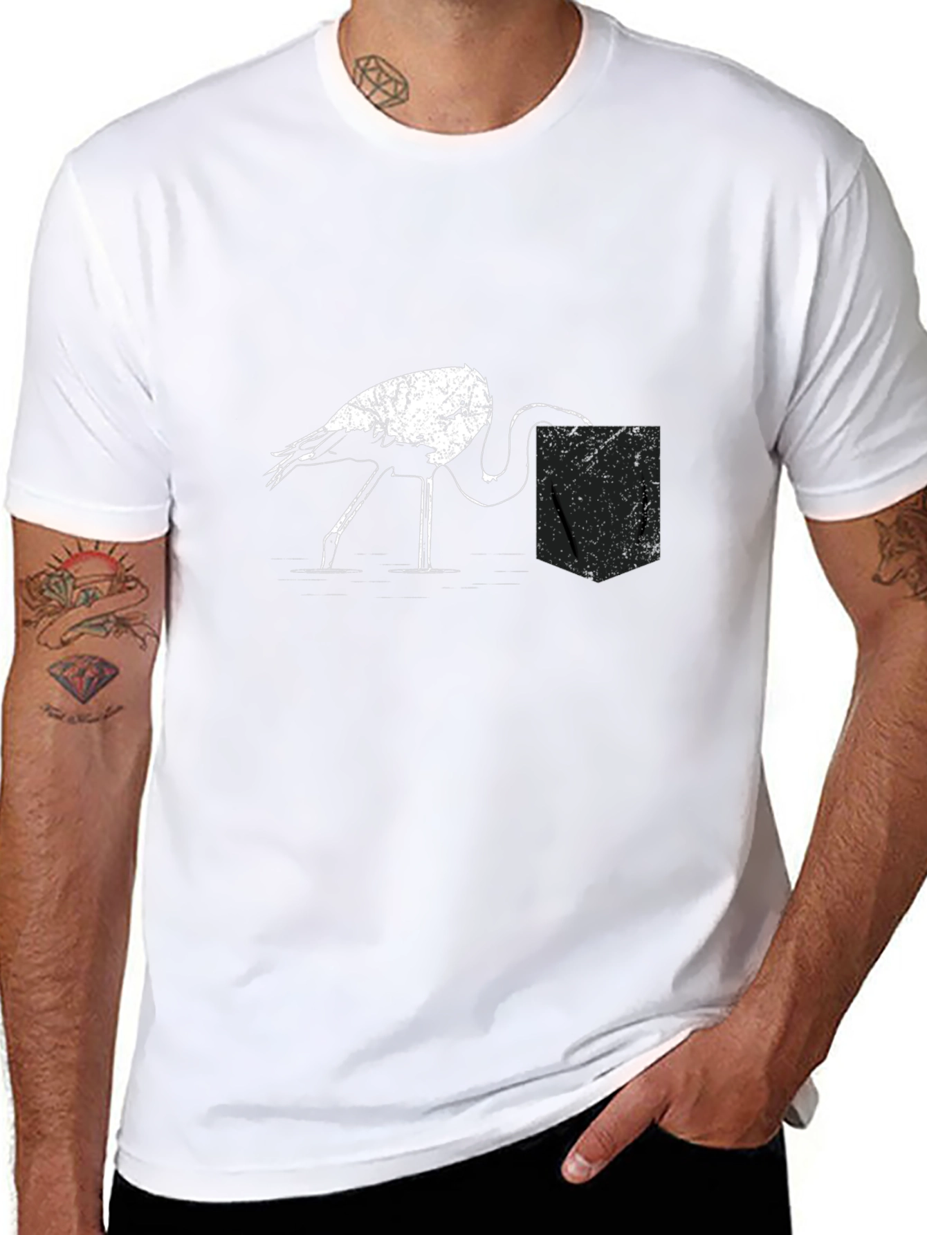 Black Flamingo Pocket Graphic Tee