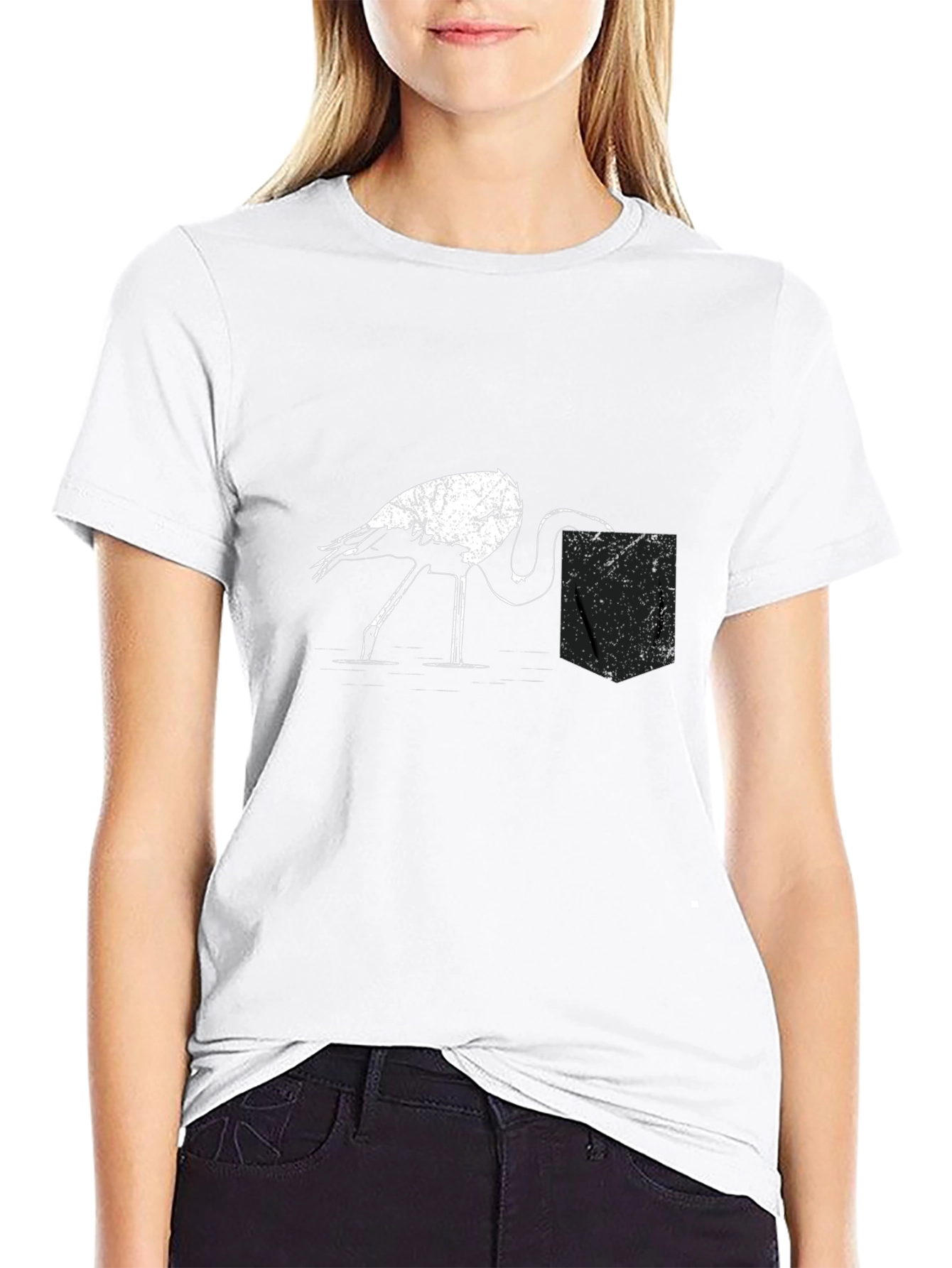Black Flamingo Pocket Graphic Tee