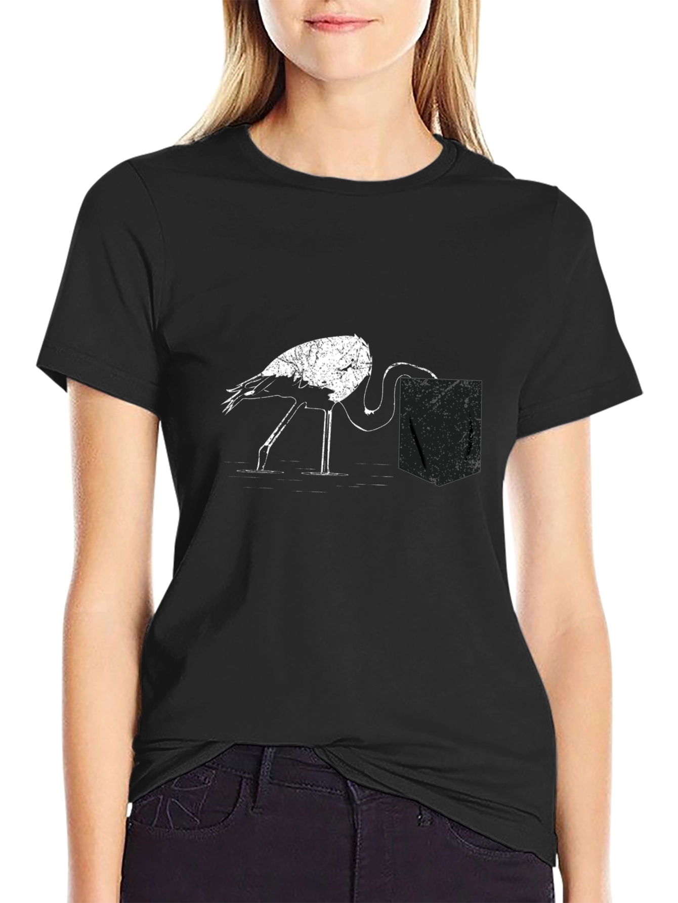 Black Flamingo Pocket Graphic Tee