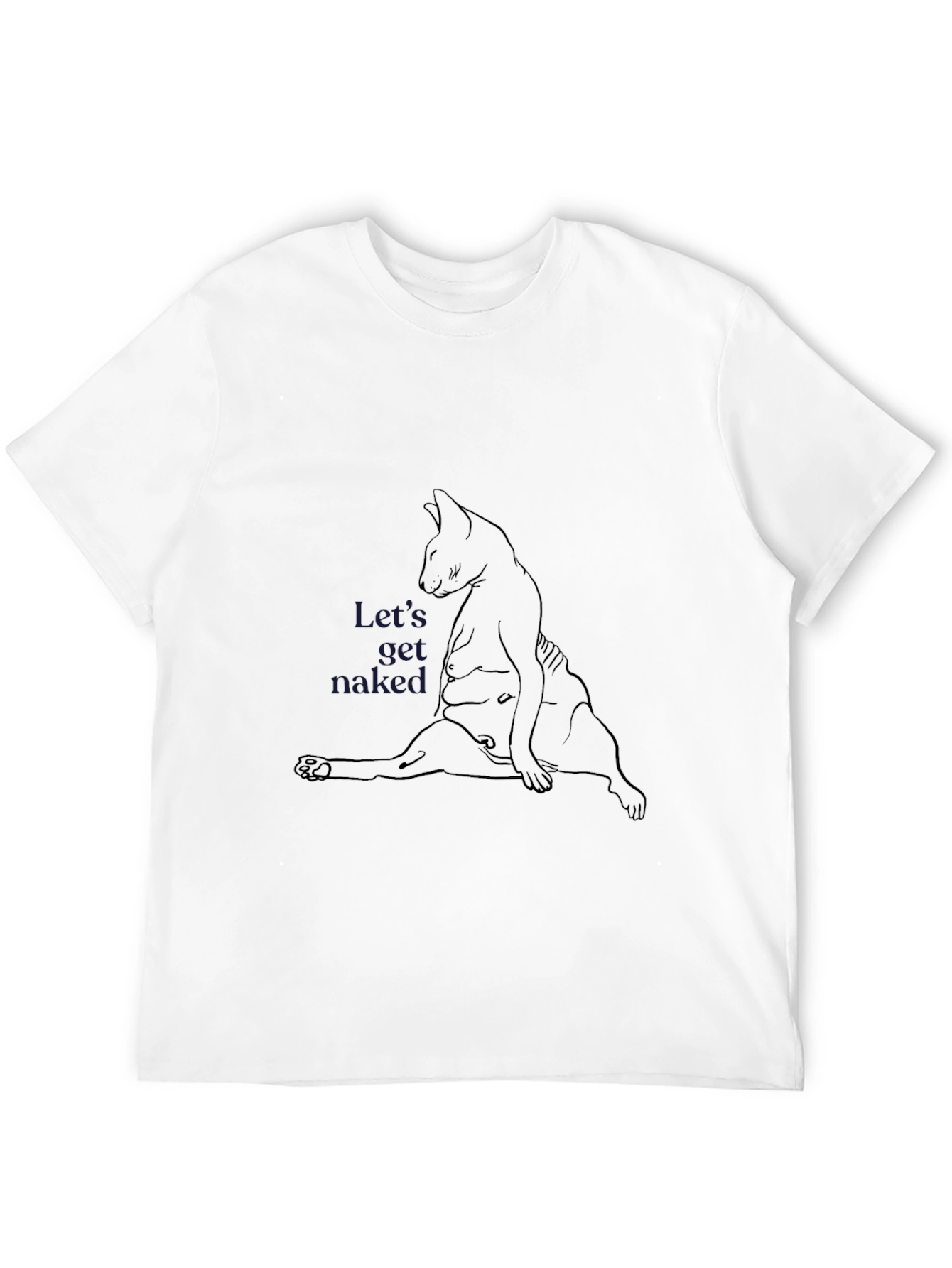 Humorous Cat Line Art T-Shirt