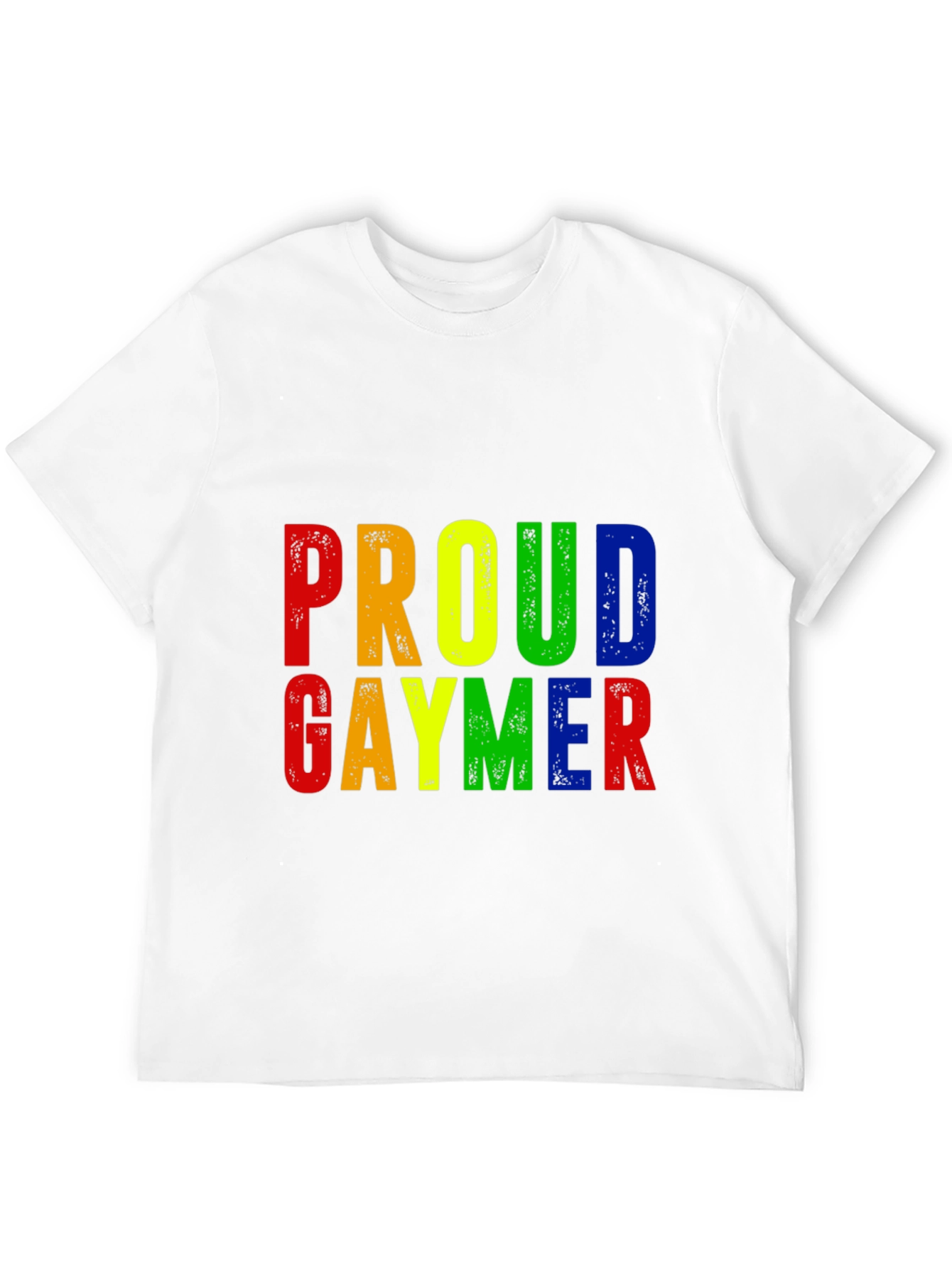 Proud Gaymer T-Shirt - Rainbow Text Design
