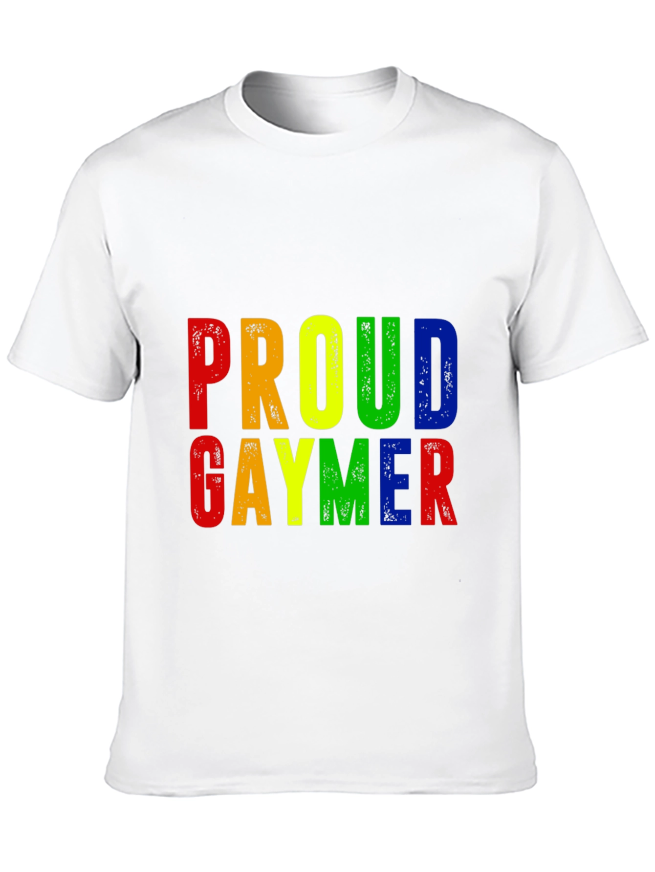 Proud Gaymer T-Shirt - Rainbow Text Design
