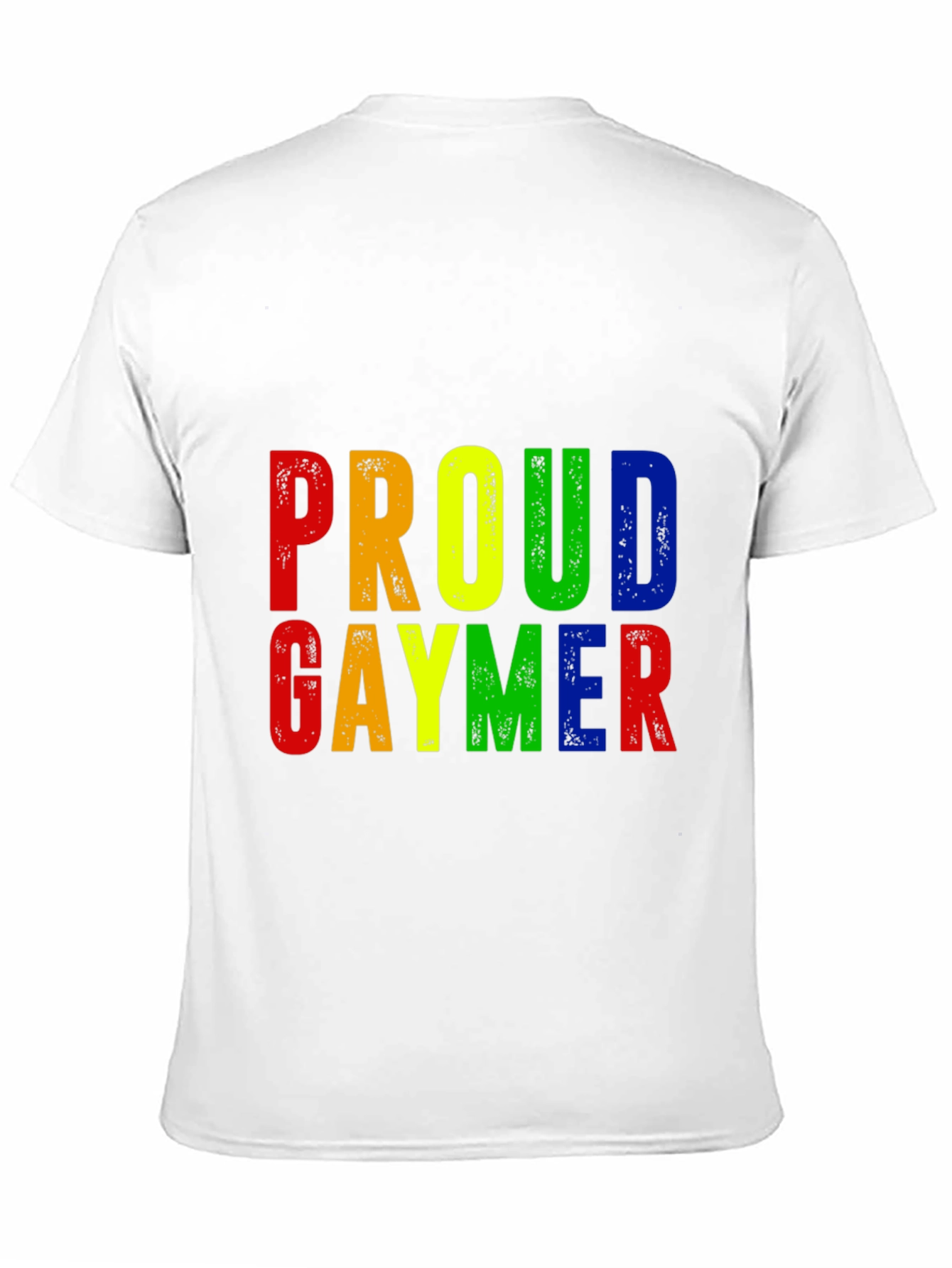 Proud Gaymer T-Shirt - Rainbow Text Design