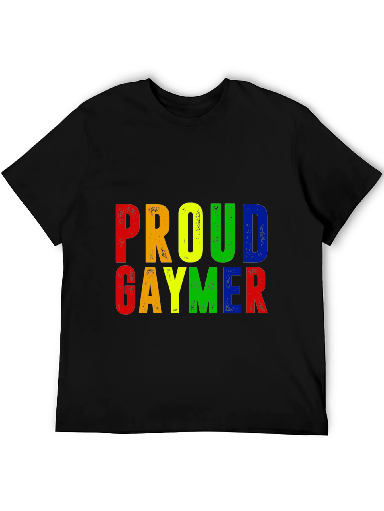 Proud Gaymer T-Shirt - Rainbow Text Design