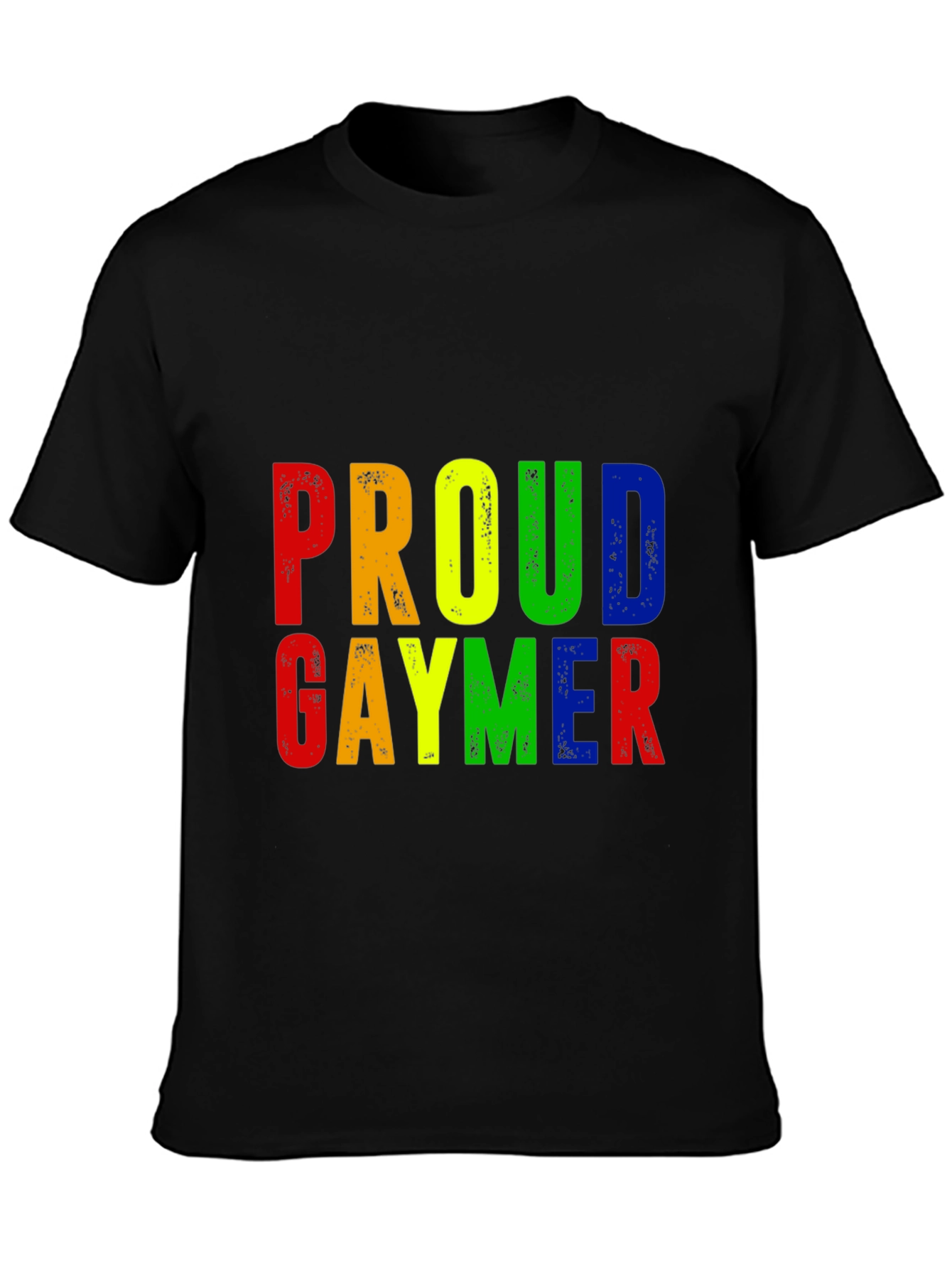 Proud Gaymer T-Shirt - Rainbow Text Design