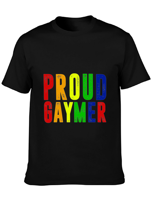 Proud Gaymer T-Shirt - Rainbow Text Design