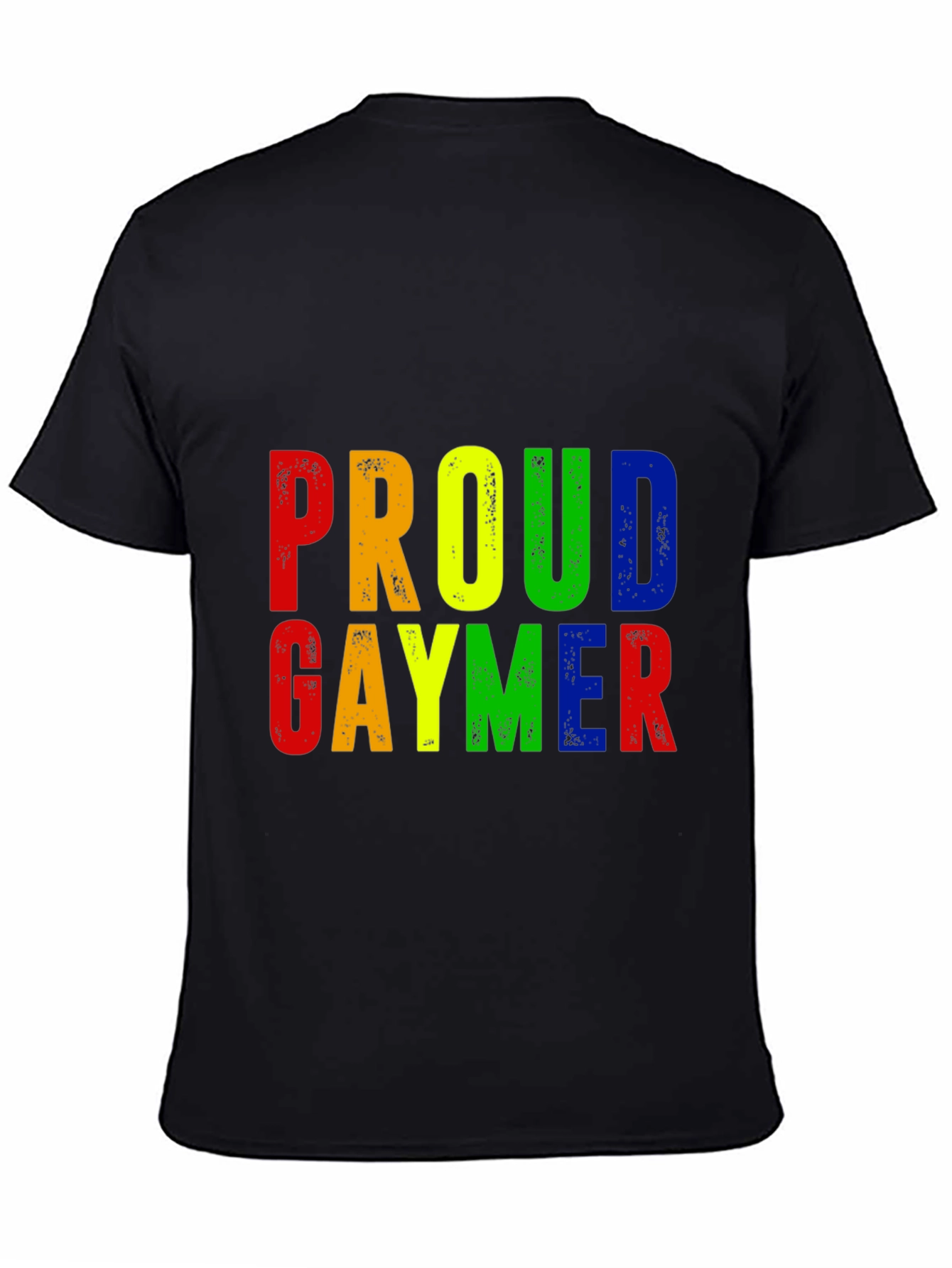 Proud Gaymer T-Shirt - Rainbow Text Design