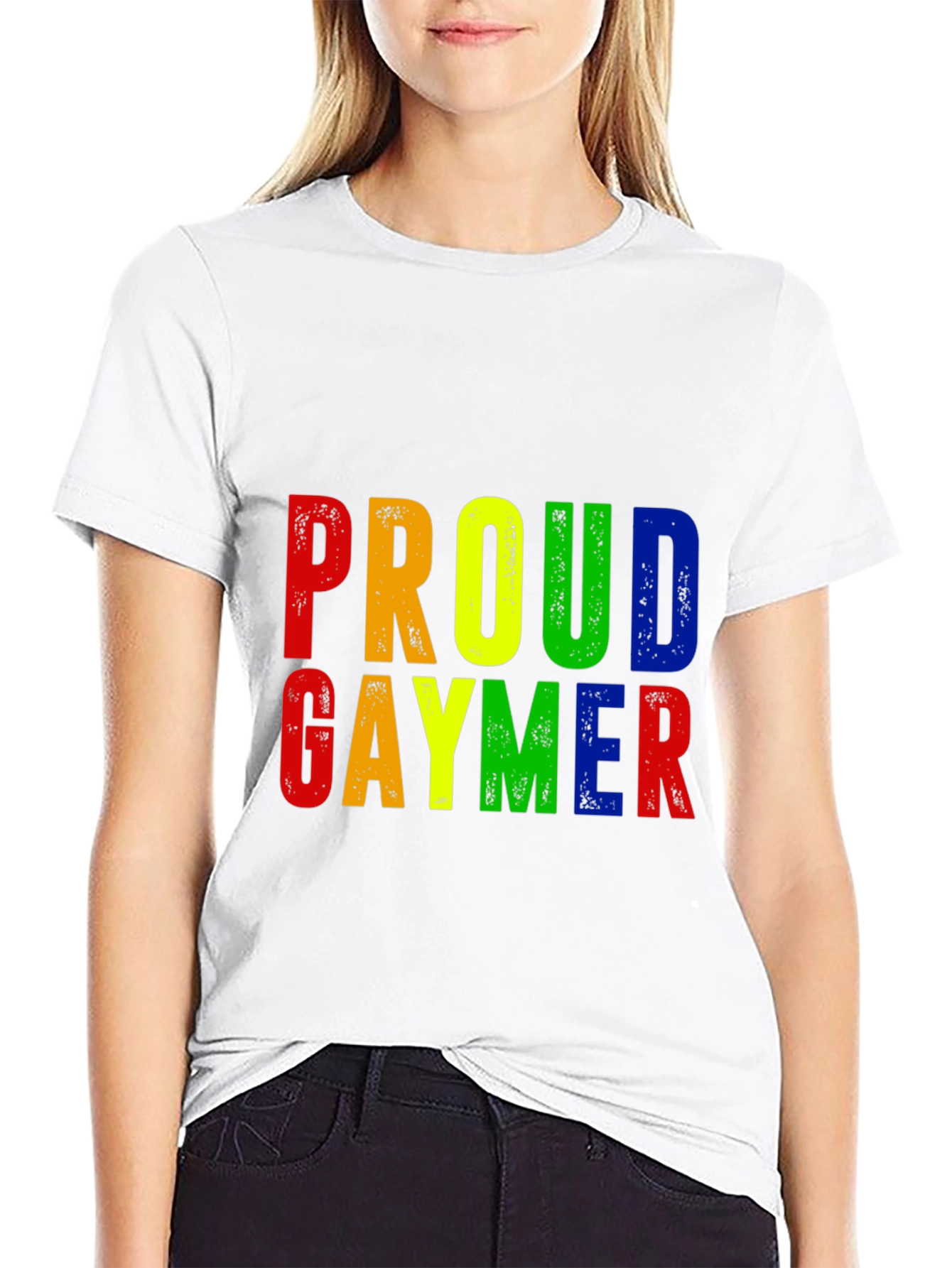 Proud Gaymer T-Shirt - Rainbow Text Design