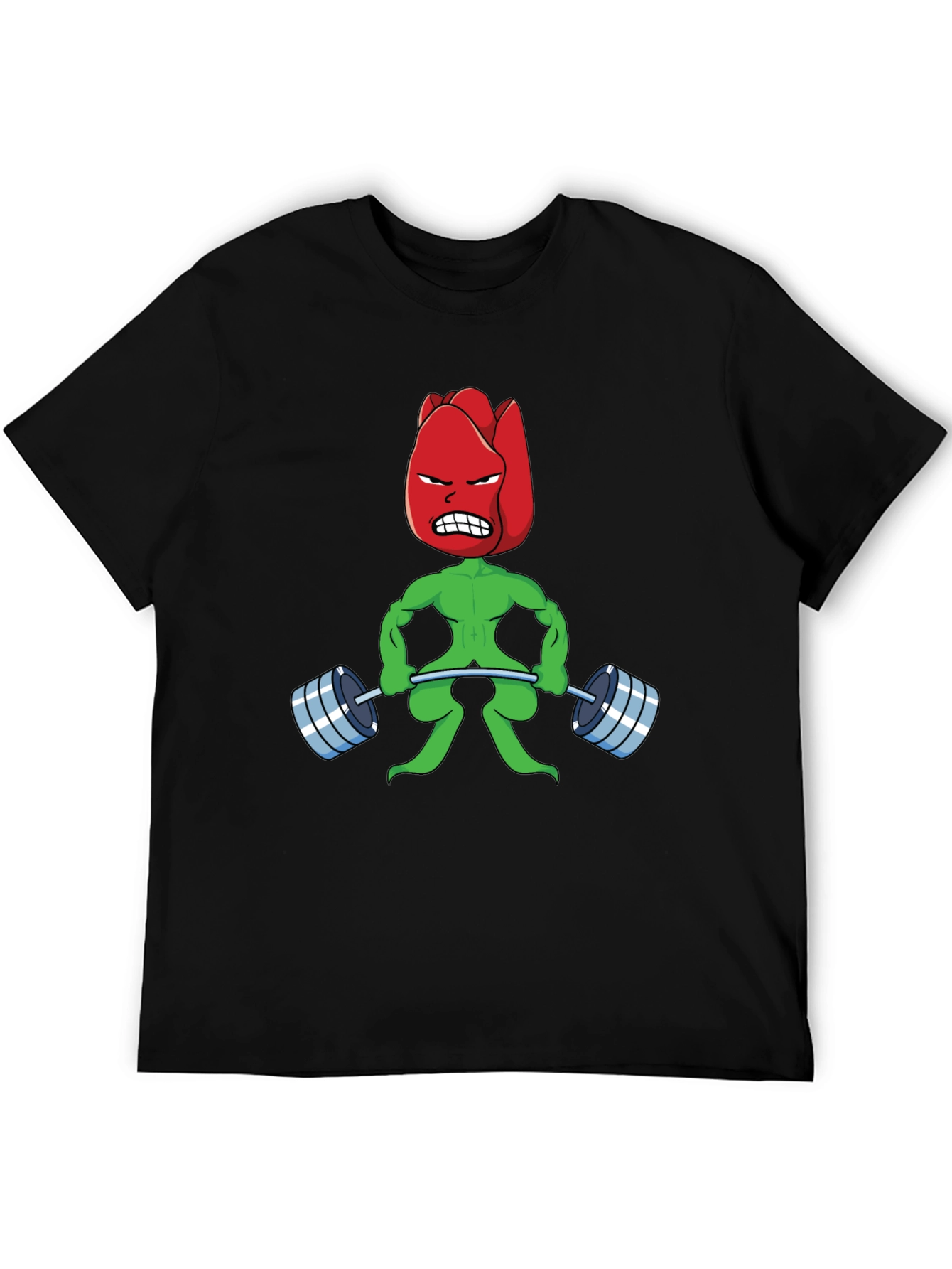 Funny Bodybuilding Tulip Cartoon Graphic T-Shirt