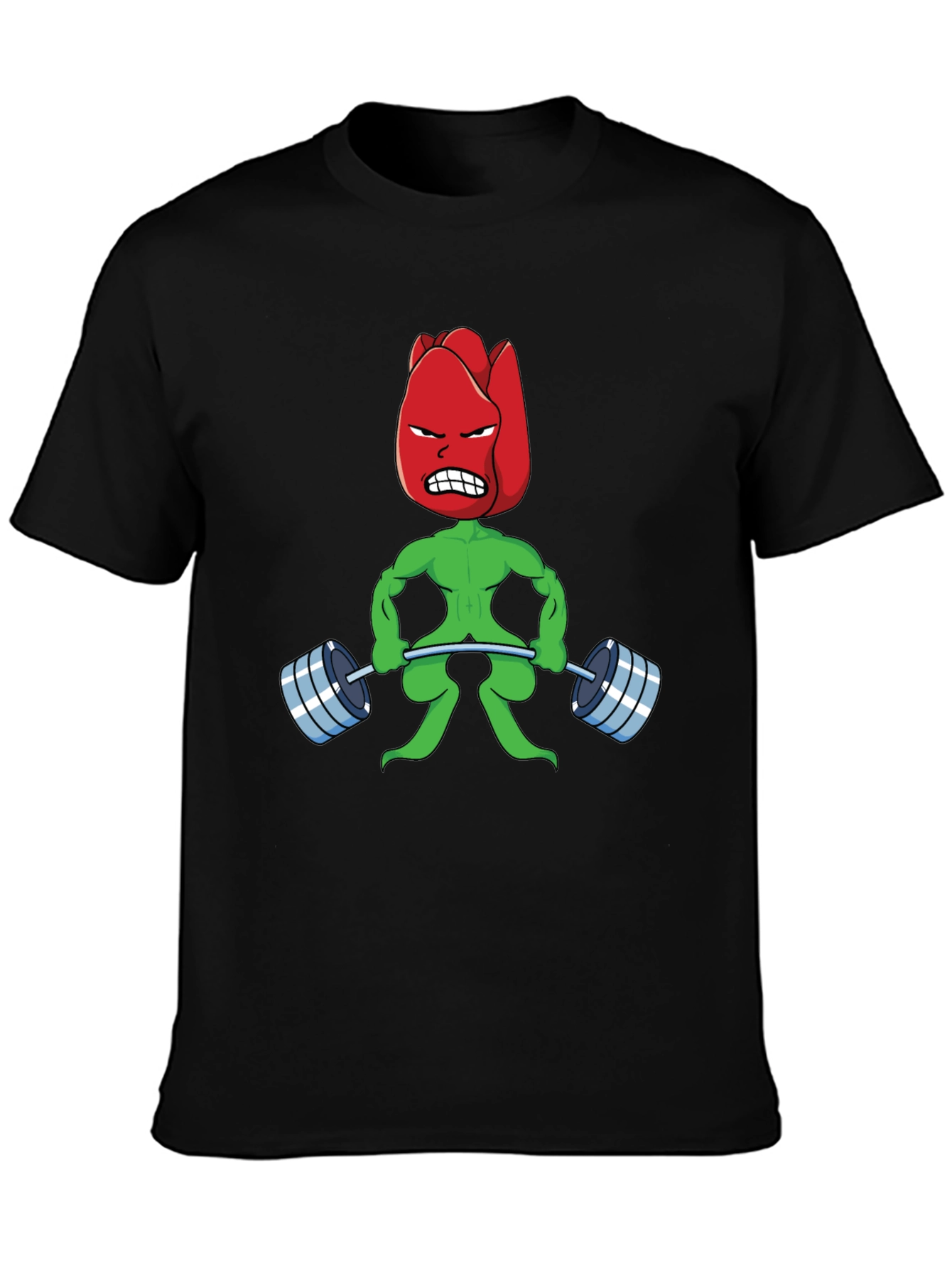 Funny Bodybuilding Tulip Cartoon Graphic T-Shirt