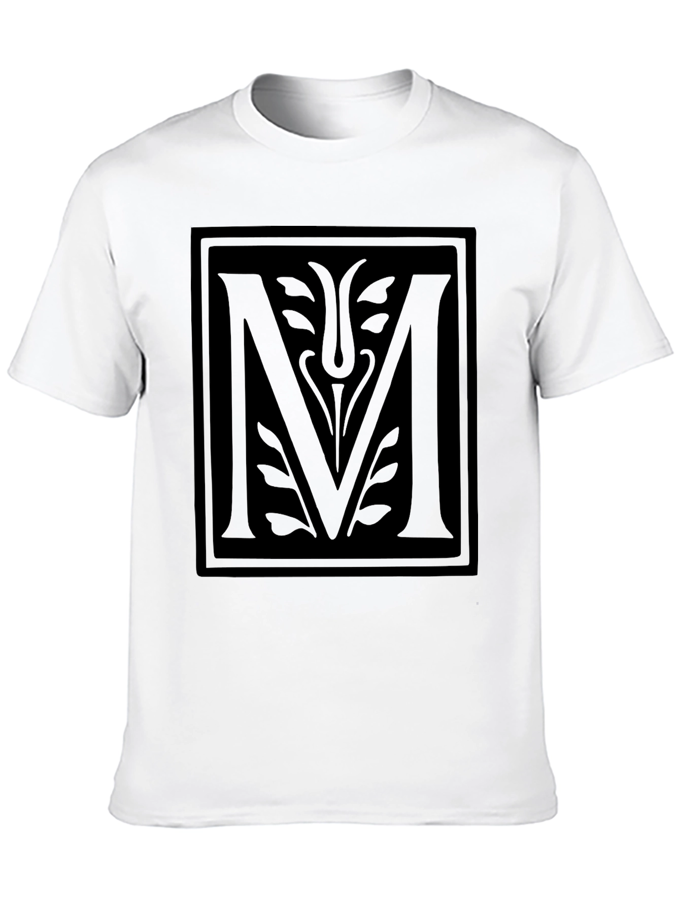 Mens Black T-Shirt with Geometric M Design