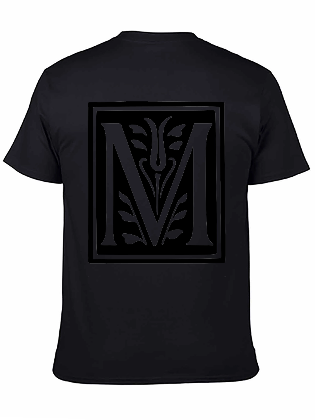 Mens Black T-Shirt with Geometric M Design