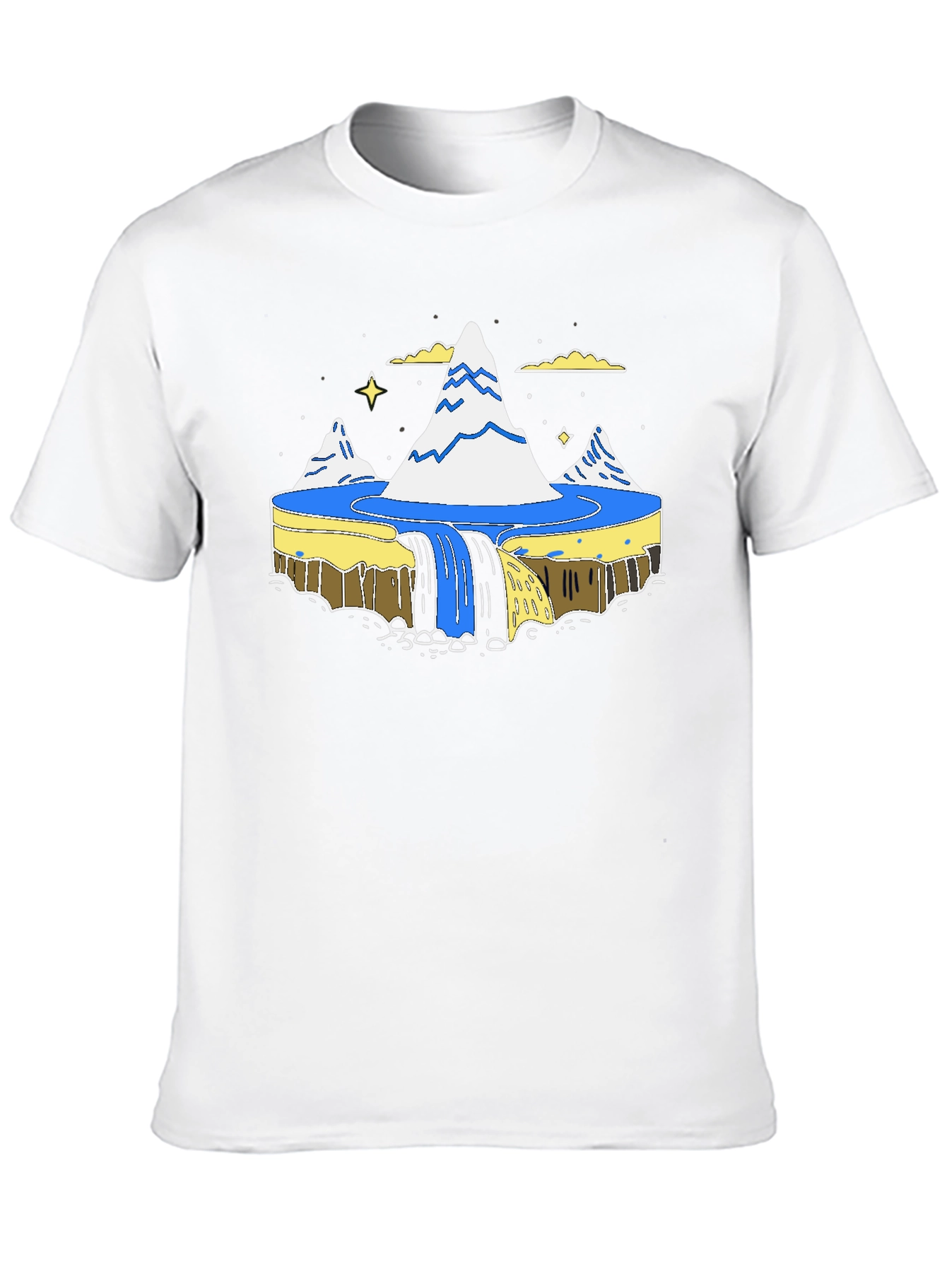 Flat Earth Society Waterfall Black T-Shirt