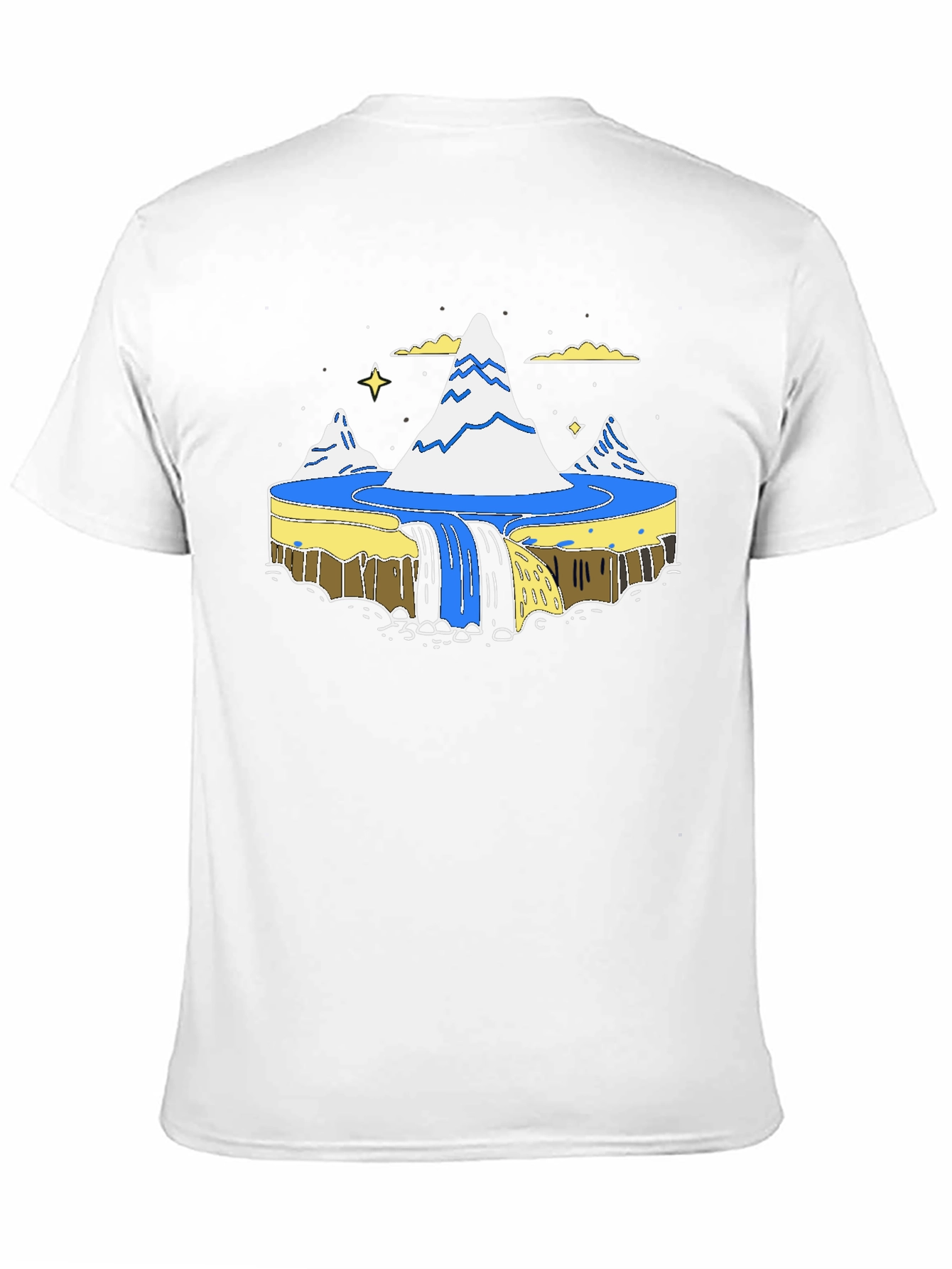 Flat Earth Society Waterfall Black T-Shirt