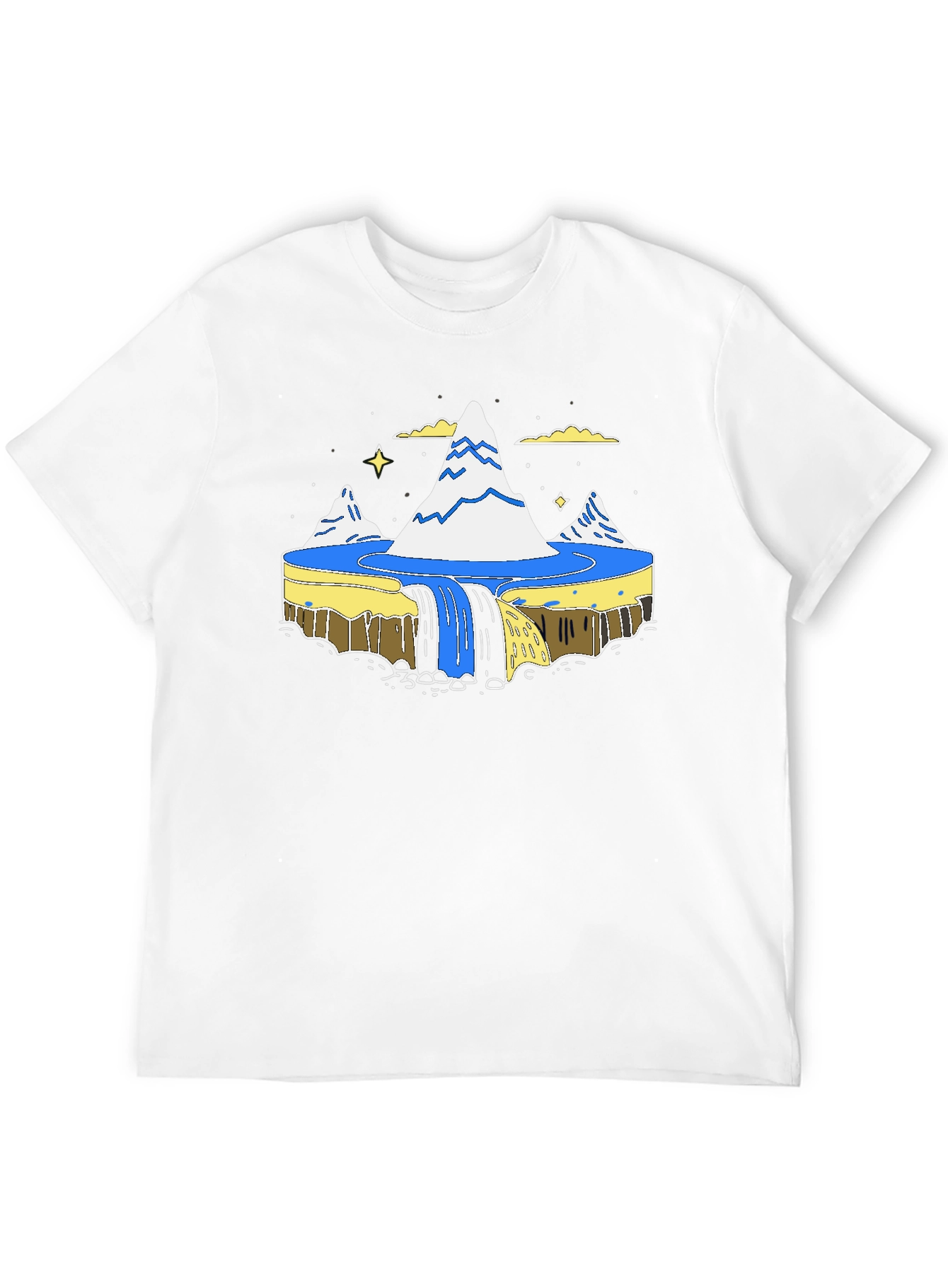Flat Earth Society Waterfall Black T-Shirt