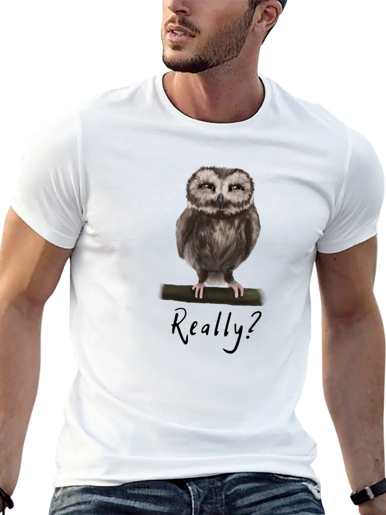 Owl Graphic Print T-Shirt - Really? Sarcastic Tee