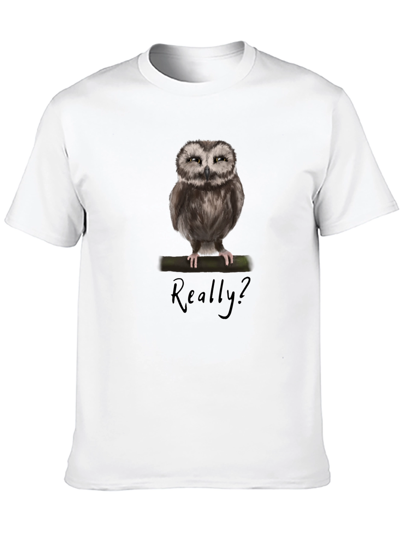 Owl Graphic Print T-Shirt - Really? Sarcastic Tee