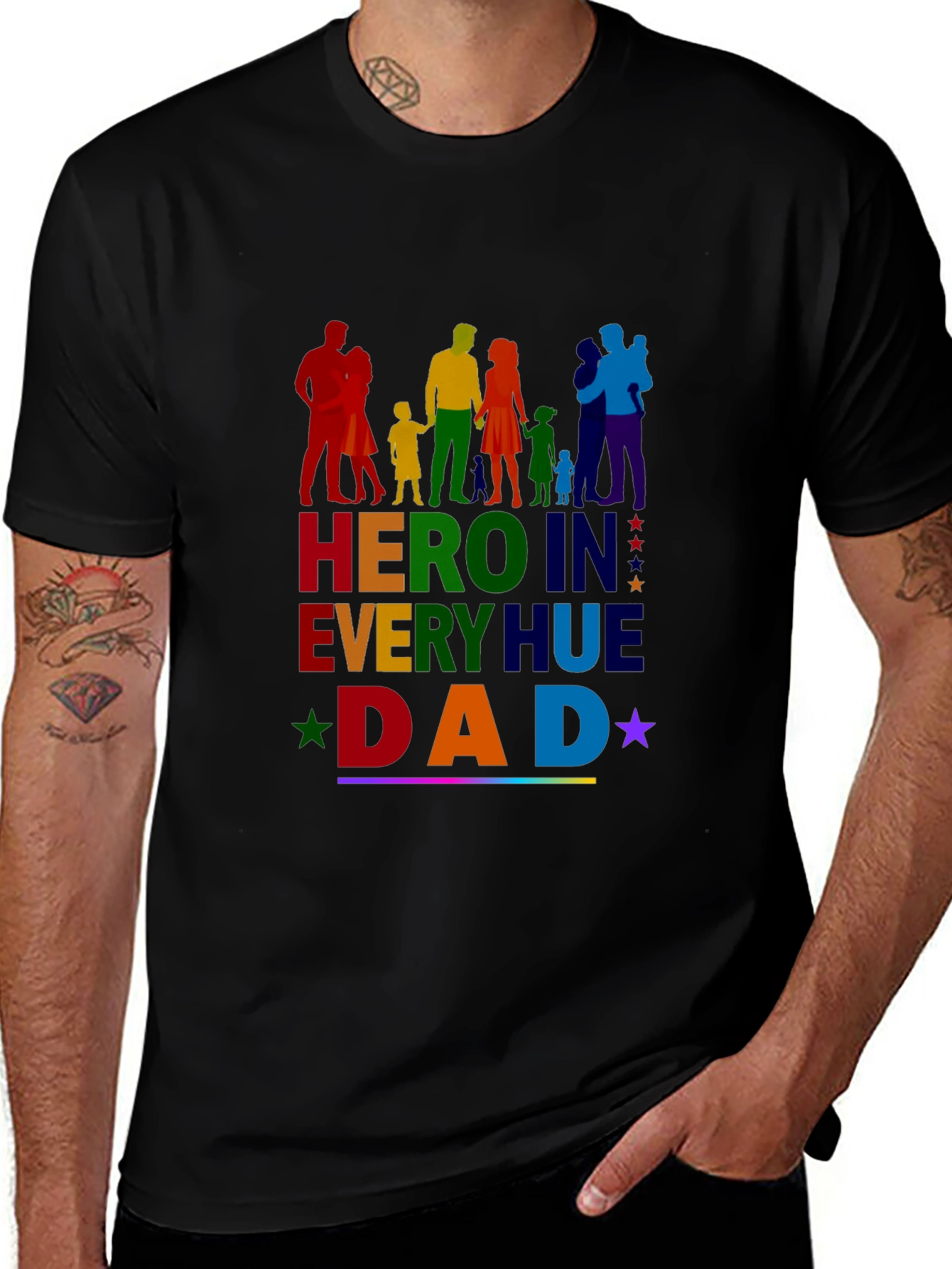 Rainbow Hero Dad T-Shirt - Pride Family Tee