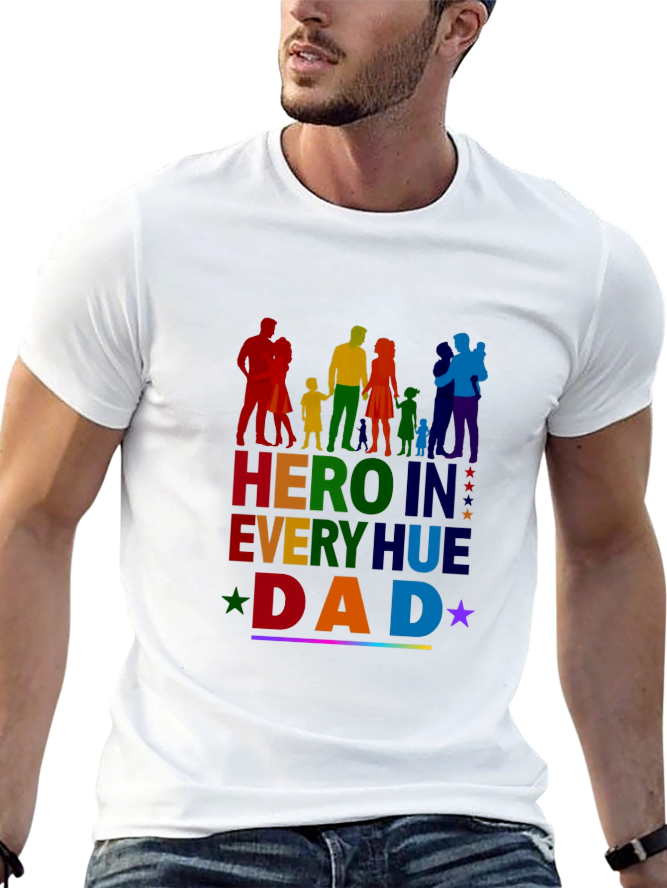 Rainbow Hero Dad T-Shirt - Pride Family Tee