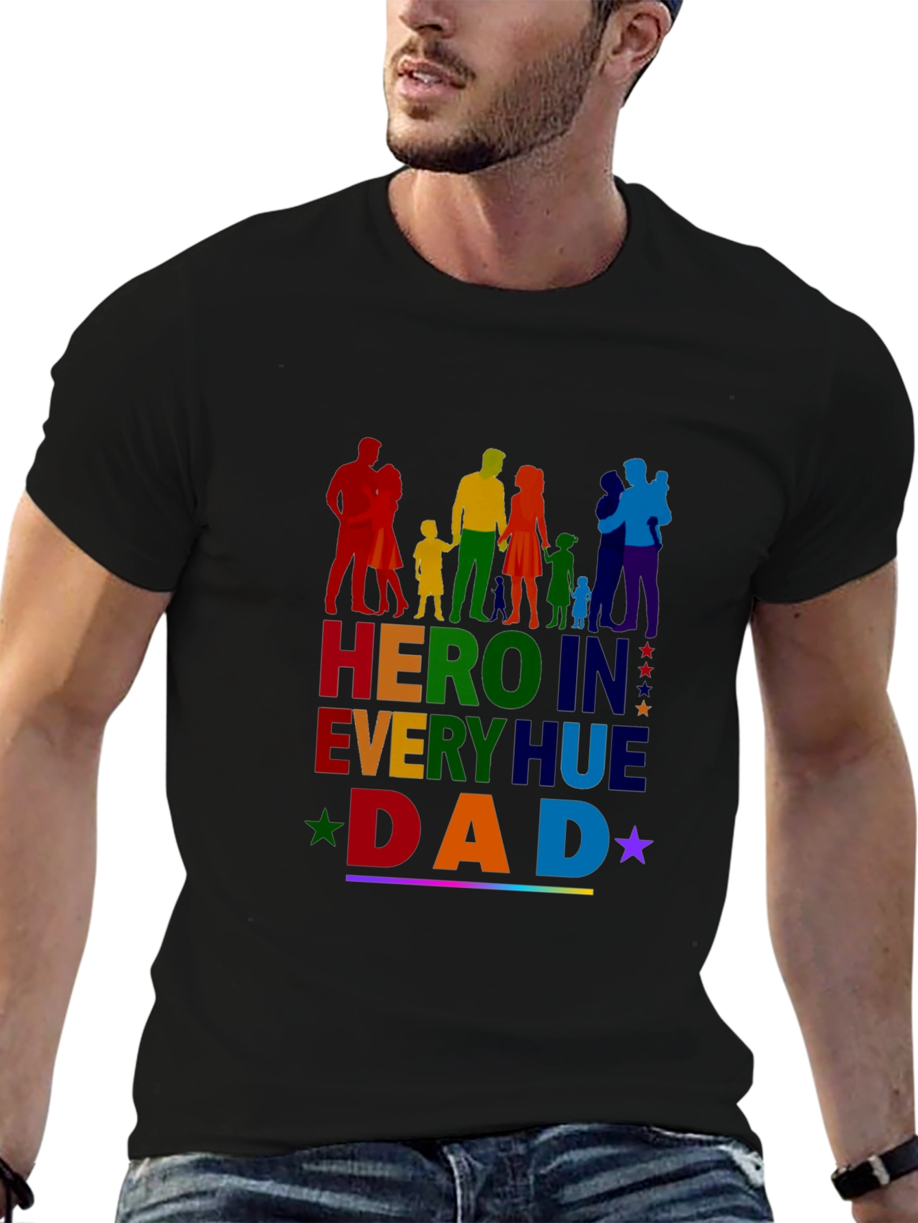 Rainbow Hero Dad T-Shirt - Pride Family Tee