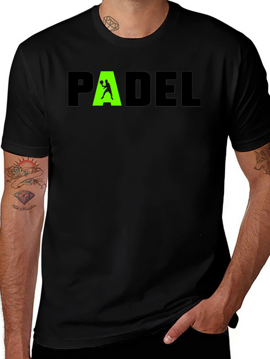 Padel Player Graphic Tee - Black Cotton T-Shirt