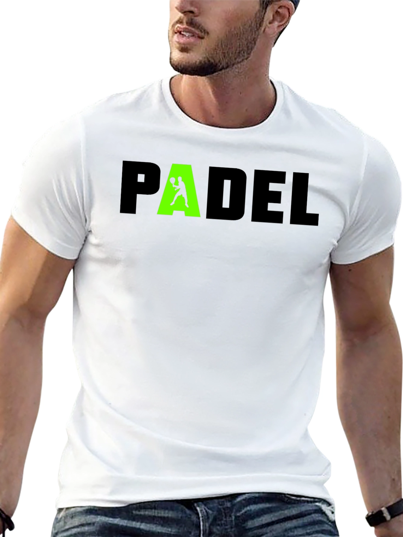 Padel Player Graphic Tee - Black Cotton T-Shirt