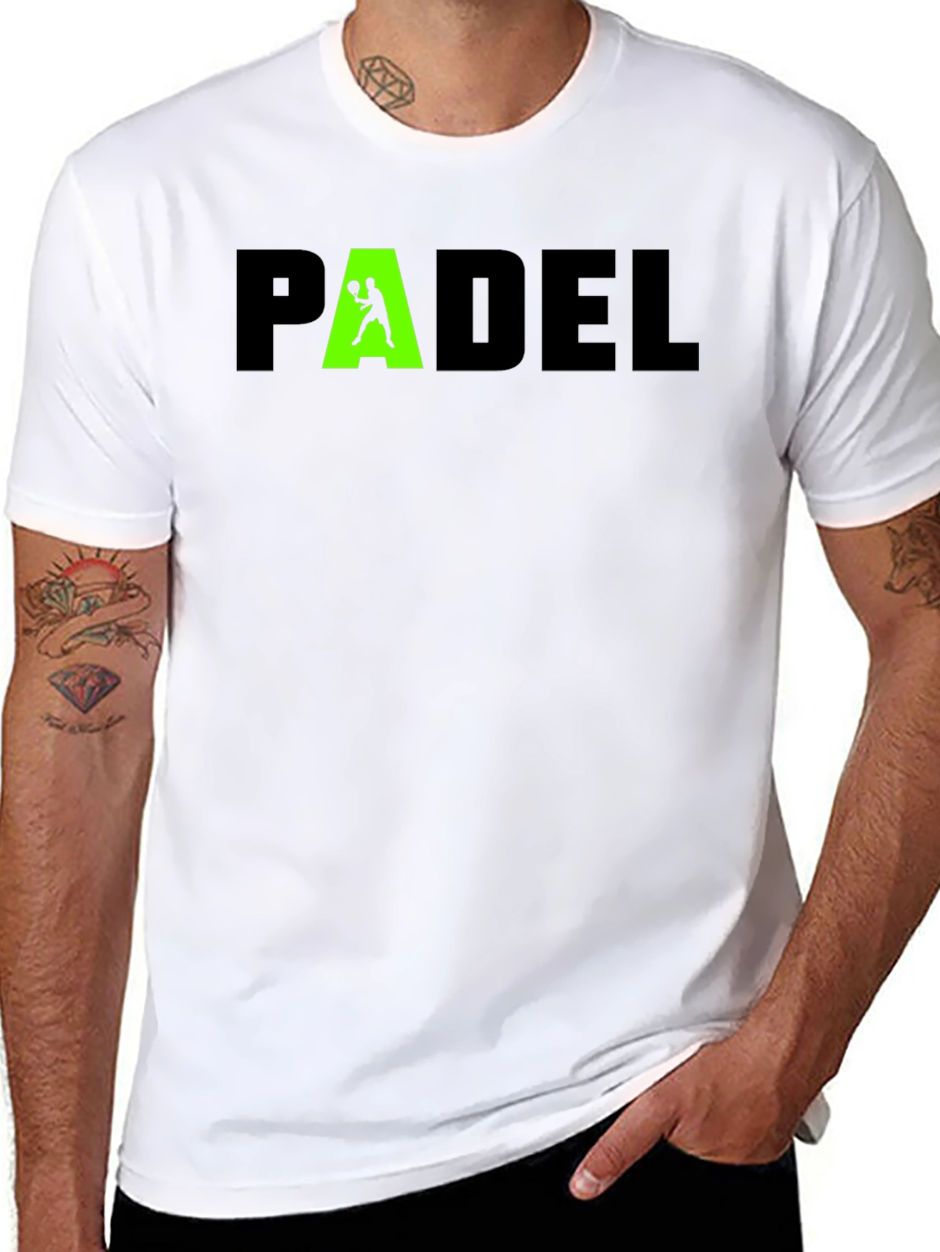 Padel Player Graphic Tee - Black Cotton T-Shirt