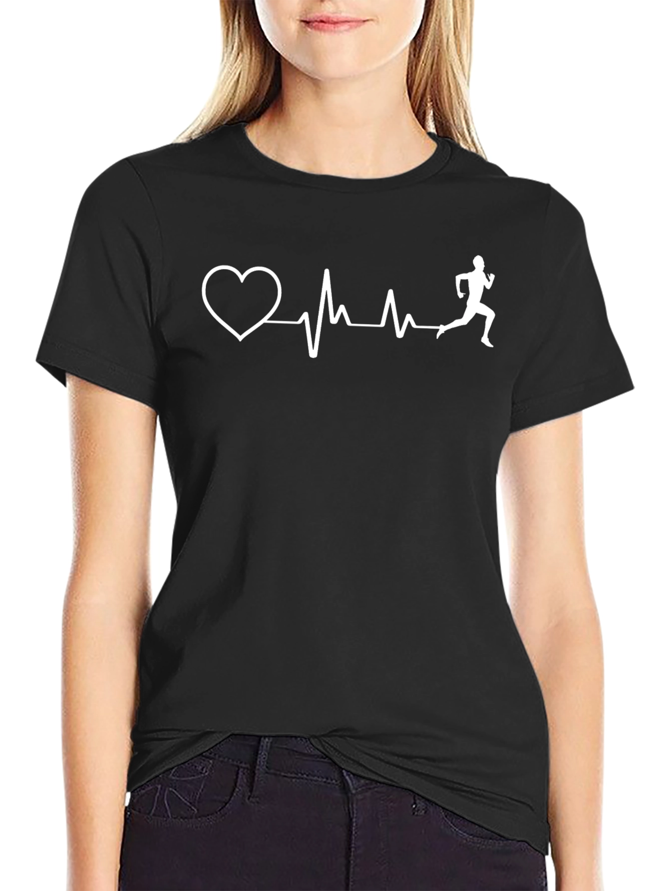 Heartbeat Runner Graphic Tee - Black