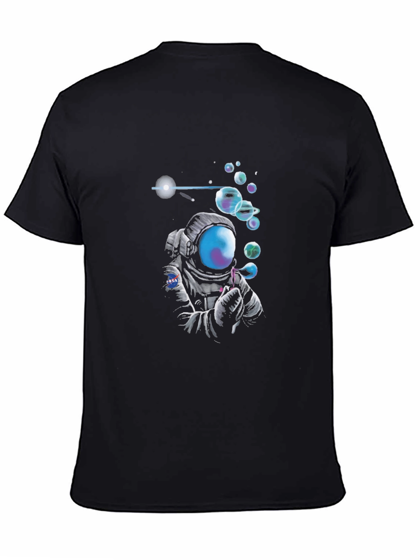Astronaut Blowing Bubbles Graphic Tee - Black