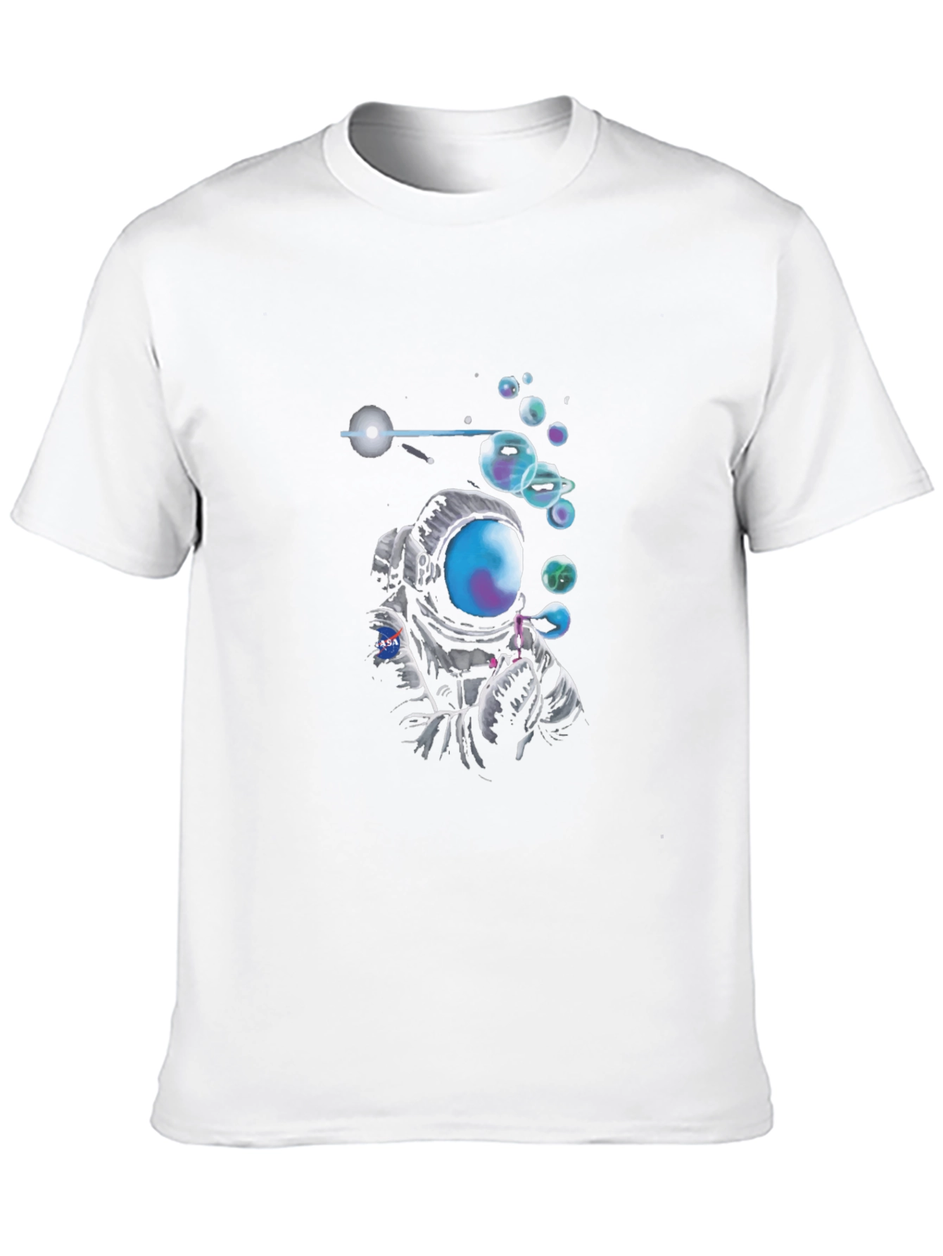 Astronaut Blowing Bubbles Graphic Tee - Black