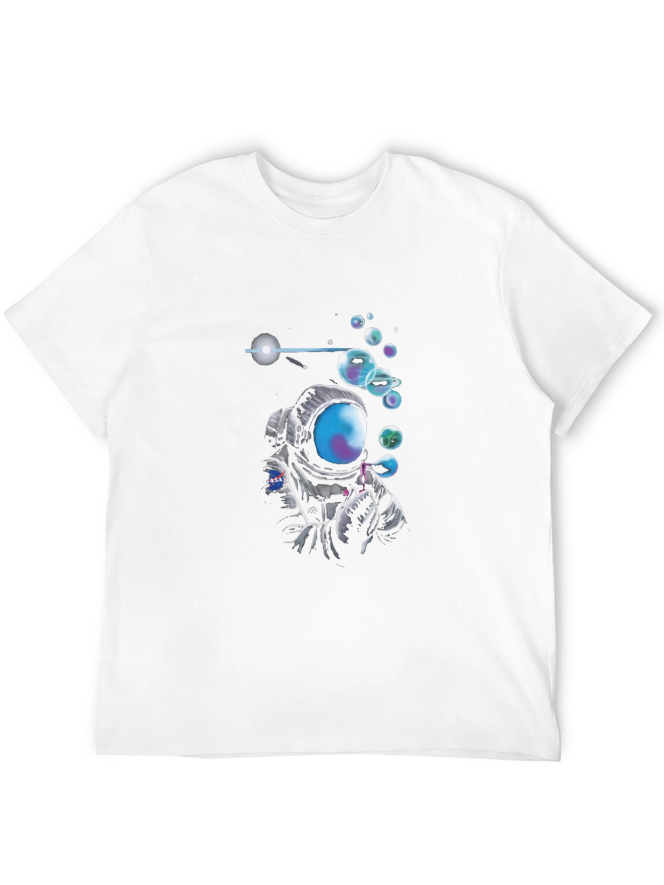 Astronaut Blowing Bubbles Graphic Tee - Black