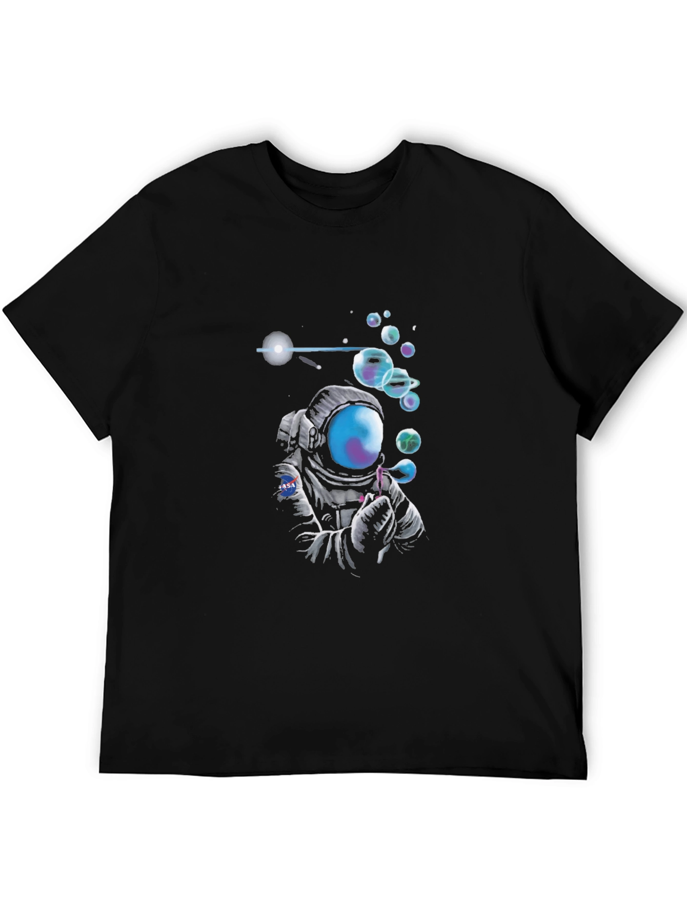 Astronaut Blowing Bubbles Graphic Tee - Black