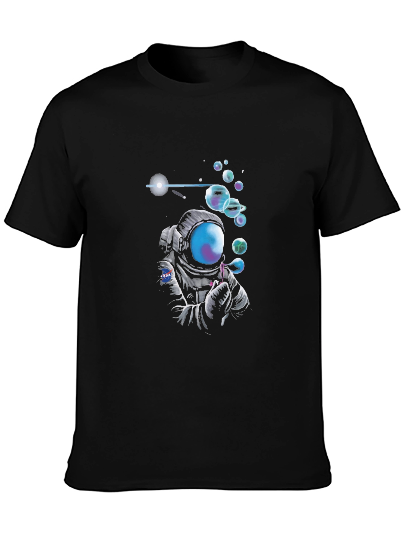 Astronaut Blowing Bubbles Graphic Tee - Black