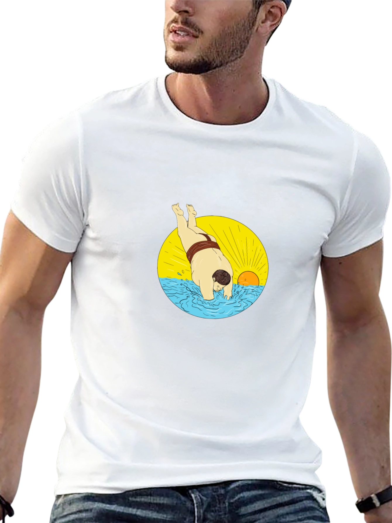 Sumo Diver Graphic Tee - Black Cotton T-Shirt