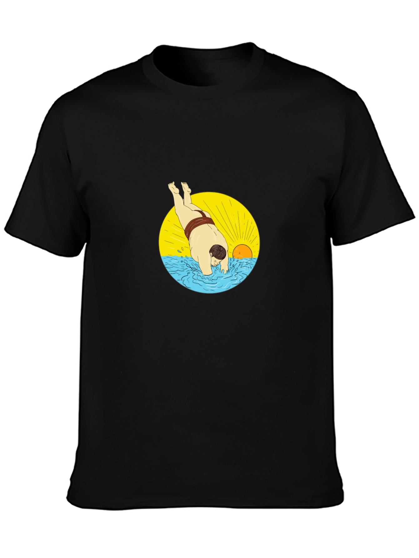 Sumo Diver Graphic Tee - Black Cotton T-Shirt