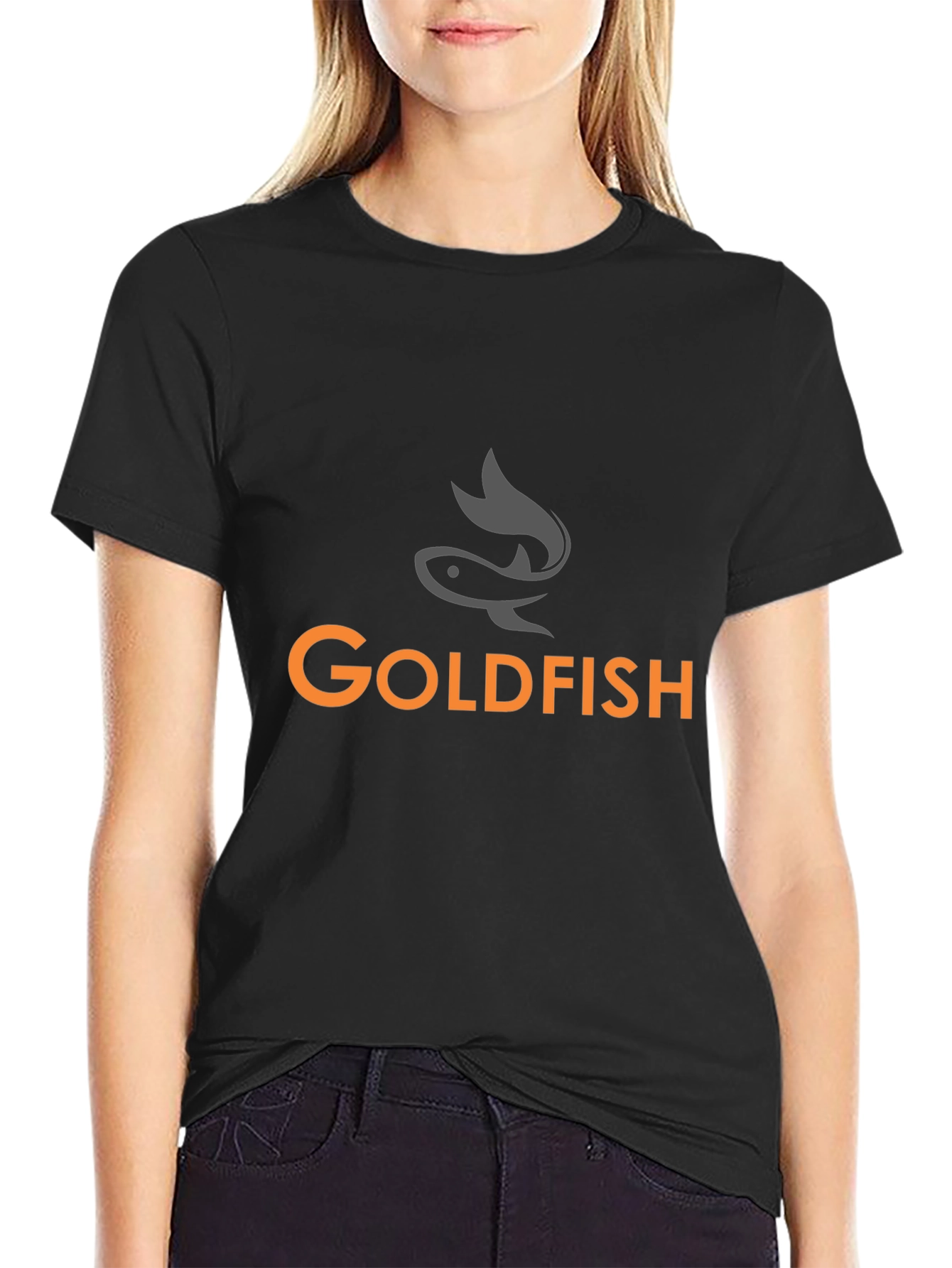 Goldfish Graphic Tee - Black Cotton T-Shirt