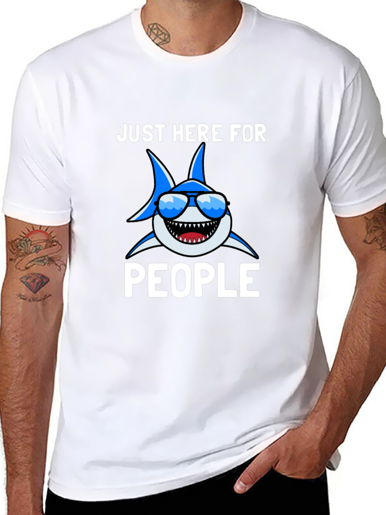 Funny Shark T-Shirt - Here For People