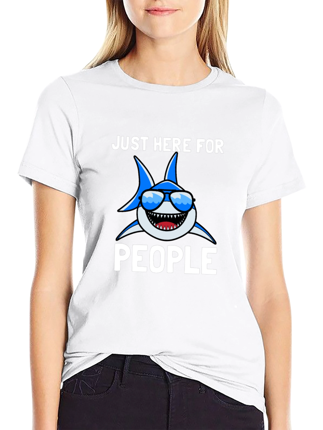 Funny Shark T-Shirt - Here For People