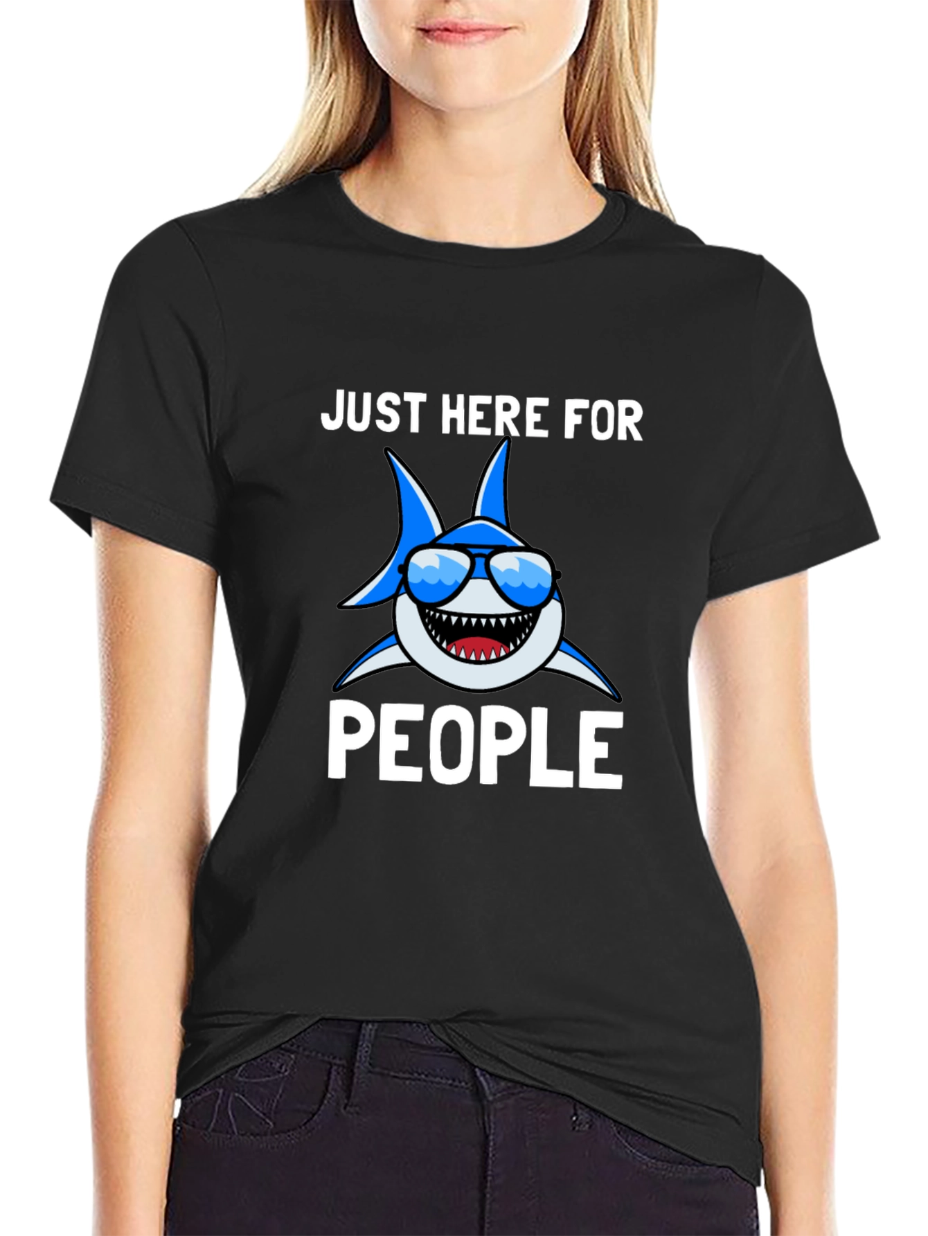 Funny Shark T-Shirt - Here For People