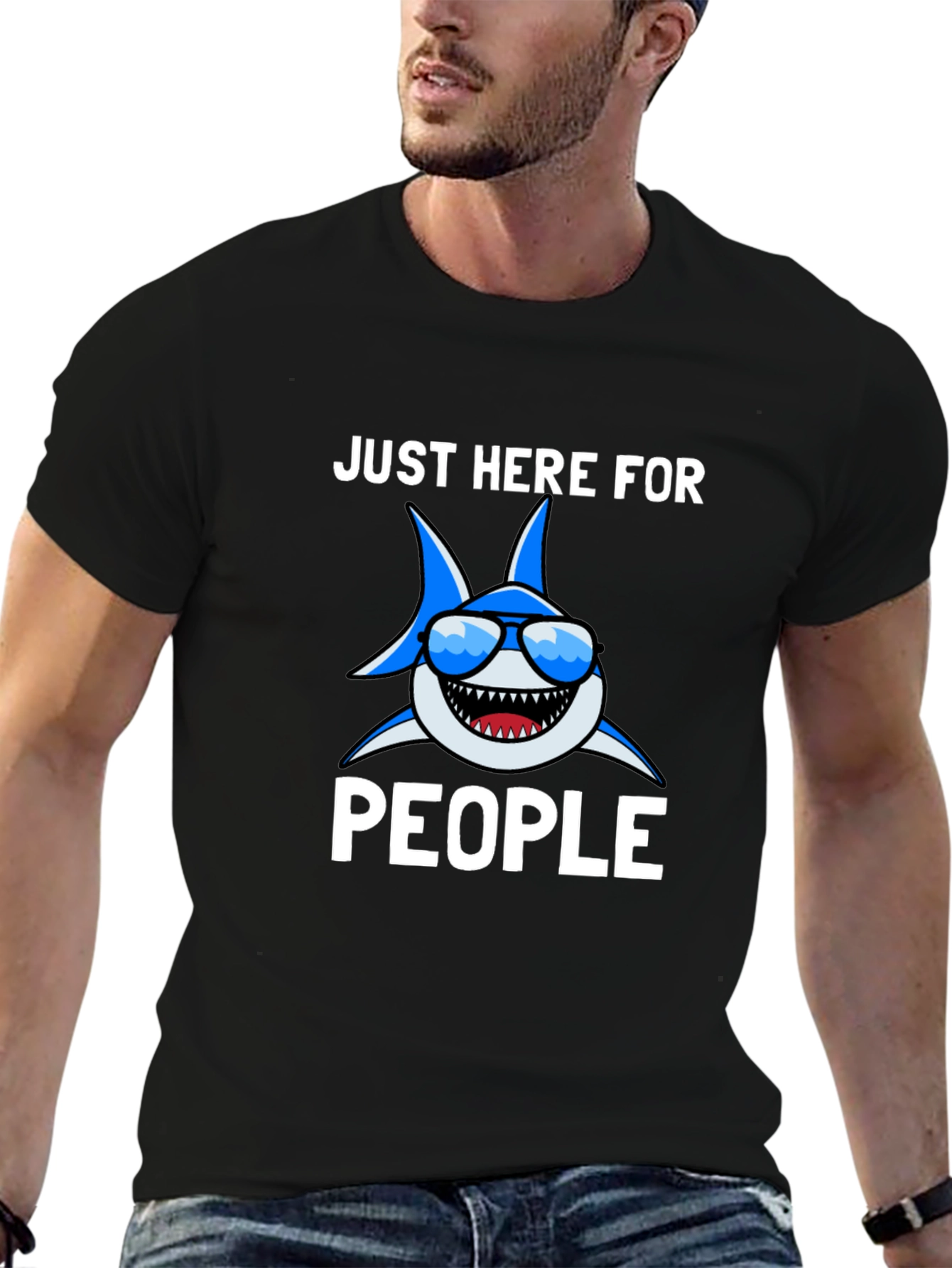 Funny Shark T-Shirt - Here For People