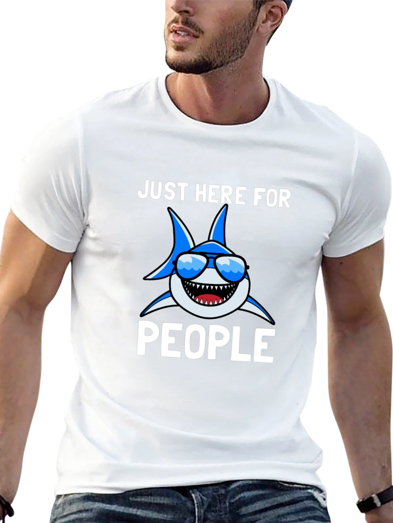 Funny Shark T-Shirt - Here For People