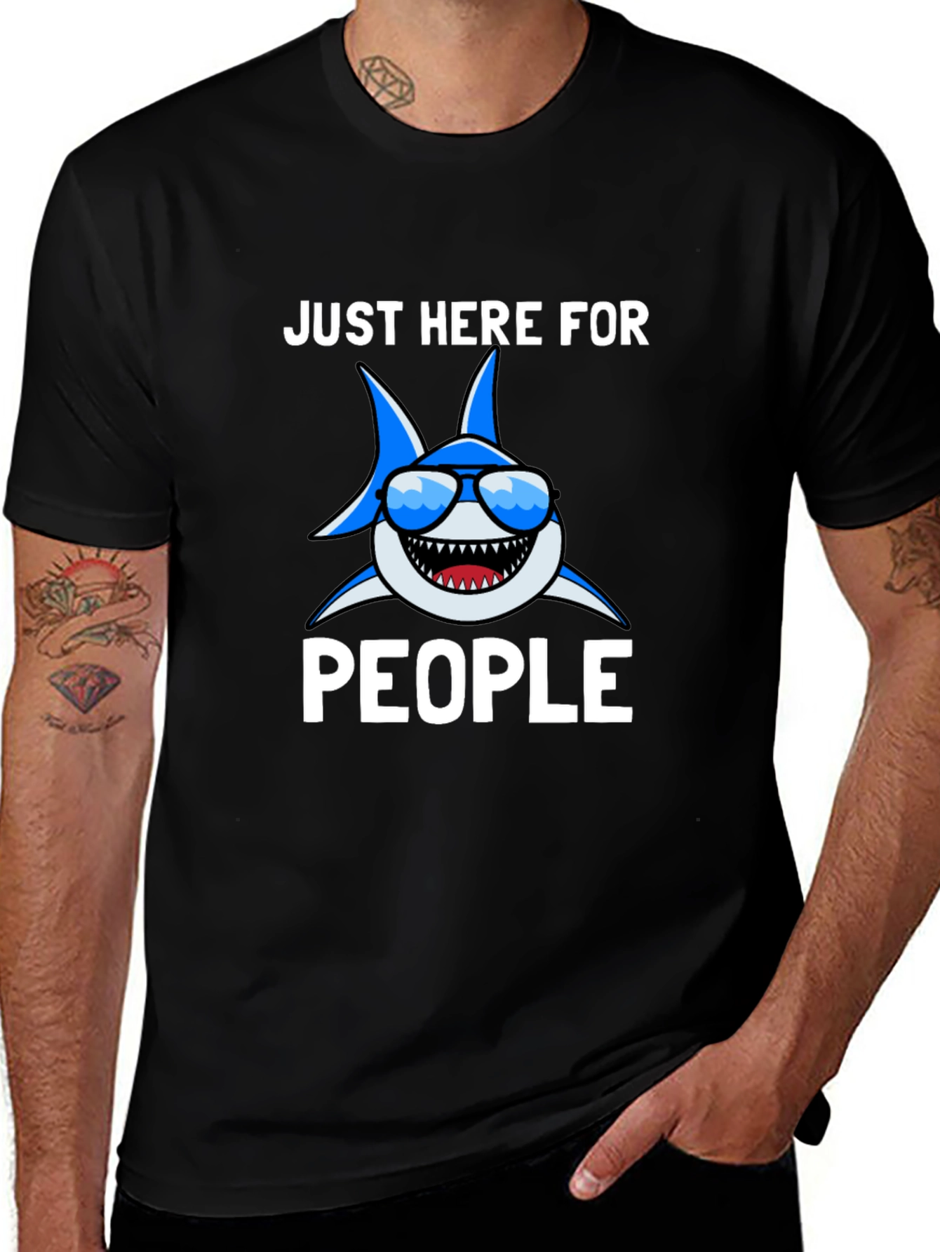 Funny Shark T-Shirt - Here For People